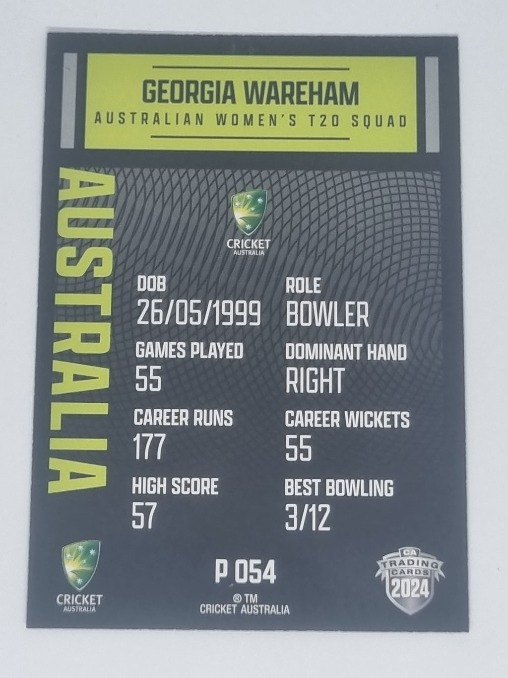 2024-25 LUXE Cricket Traders - Parallel - #P054 - Georgia Wareham - Aust T20