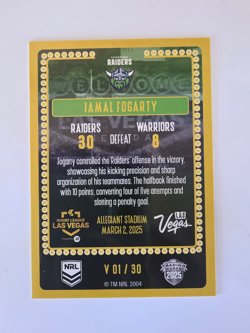 NRL 2025 Elite | 2025 Vegas Round | #V01 | Jamal Fogarty | Raiders