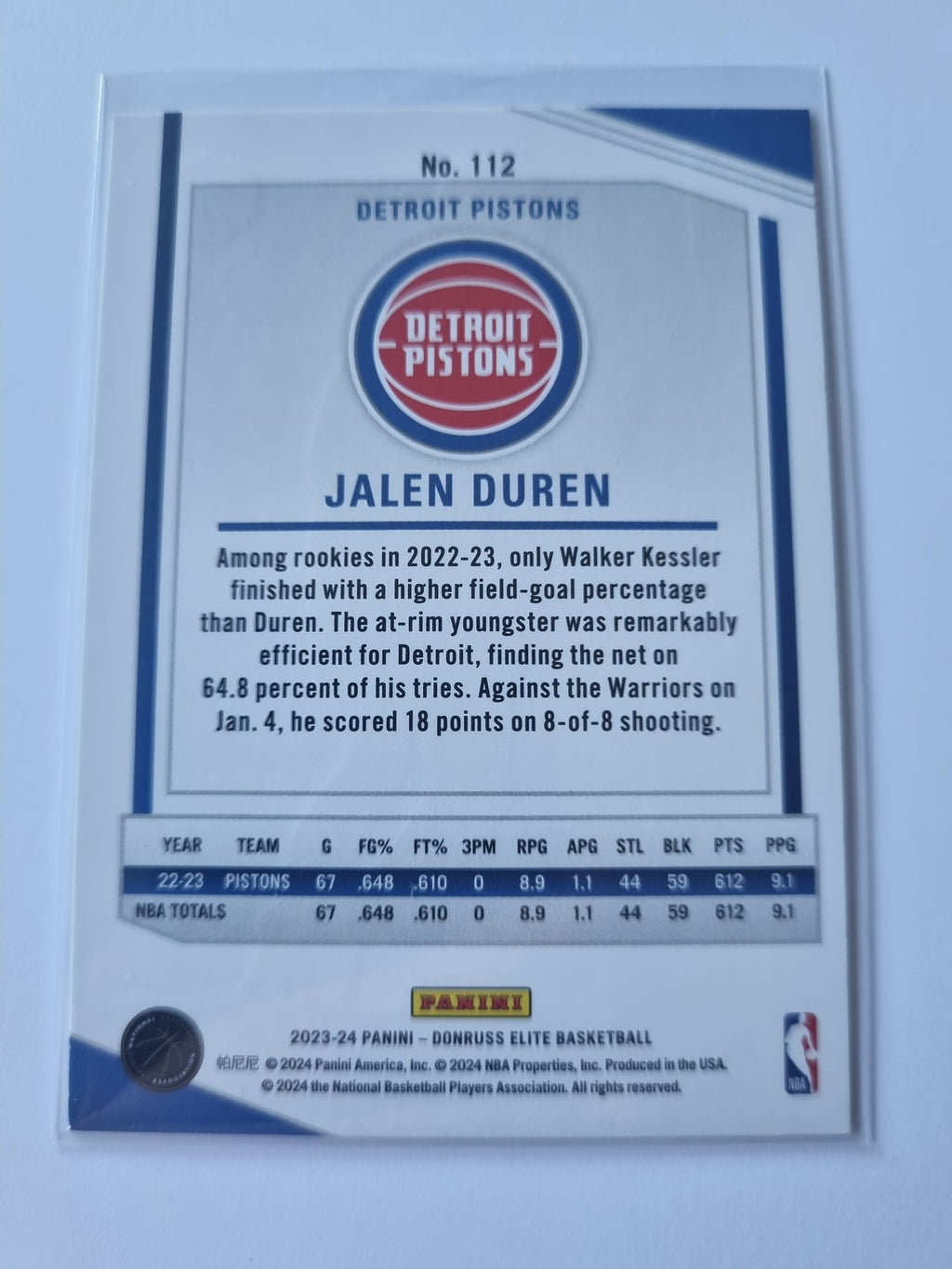2023-24 Panini Donruss Elite - Orange Parallel - #112 - Jalen Duren - Pistons