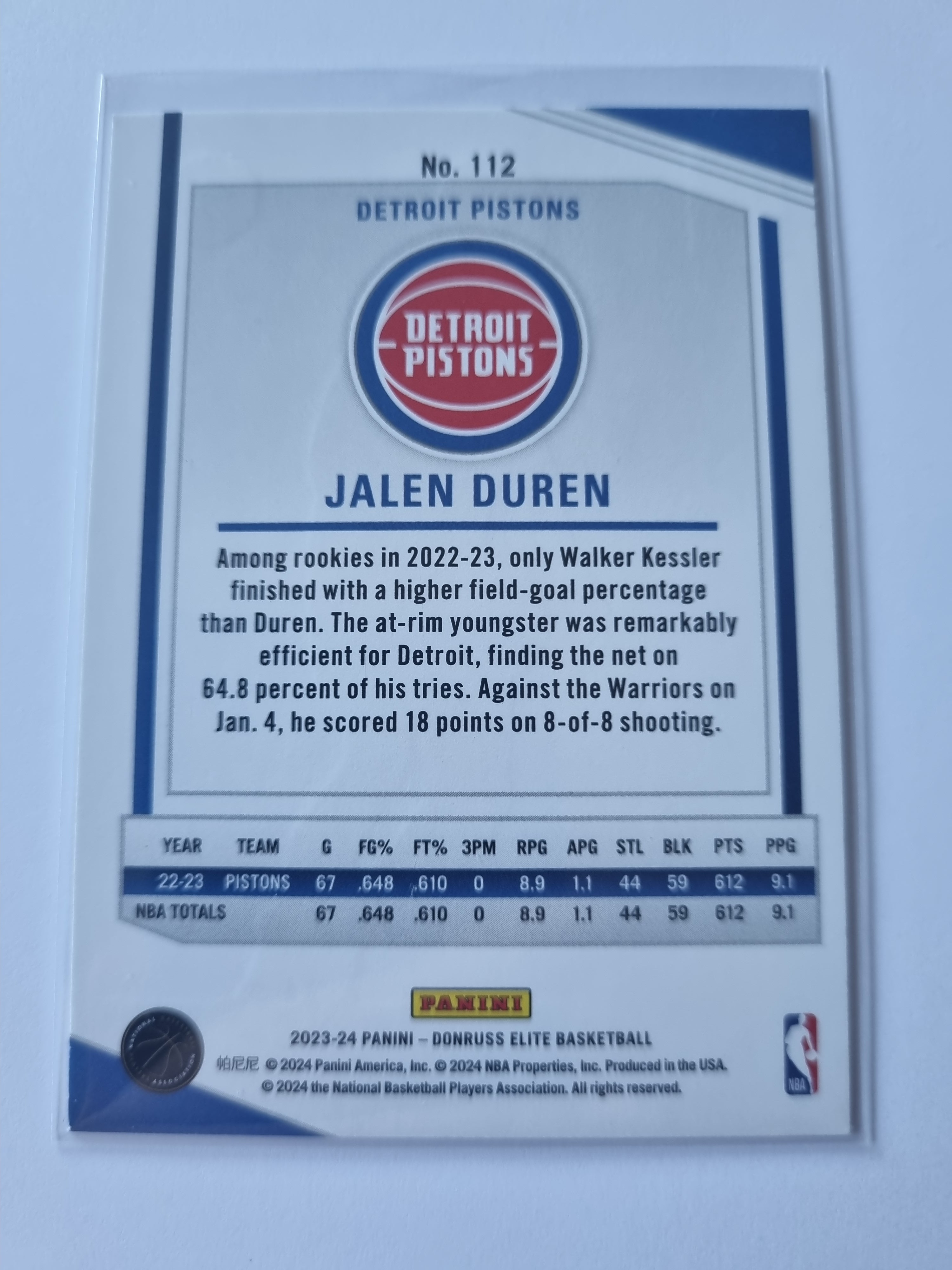2023-24 Panini Donruss Elite - Orange Parallel - #112 - Jalen Duren - Pistons
