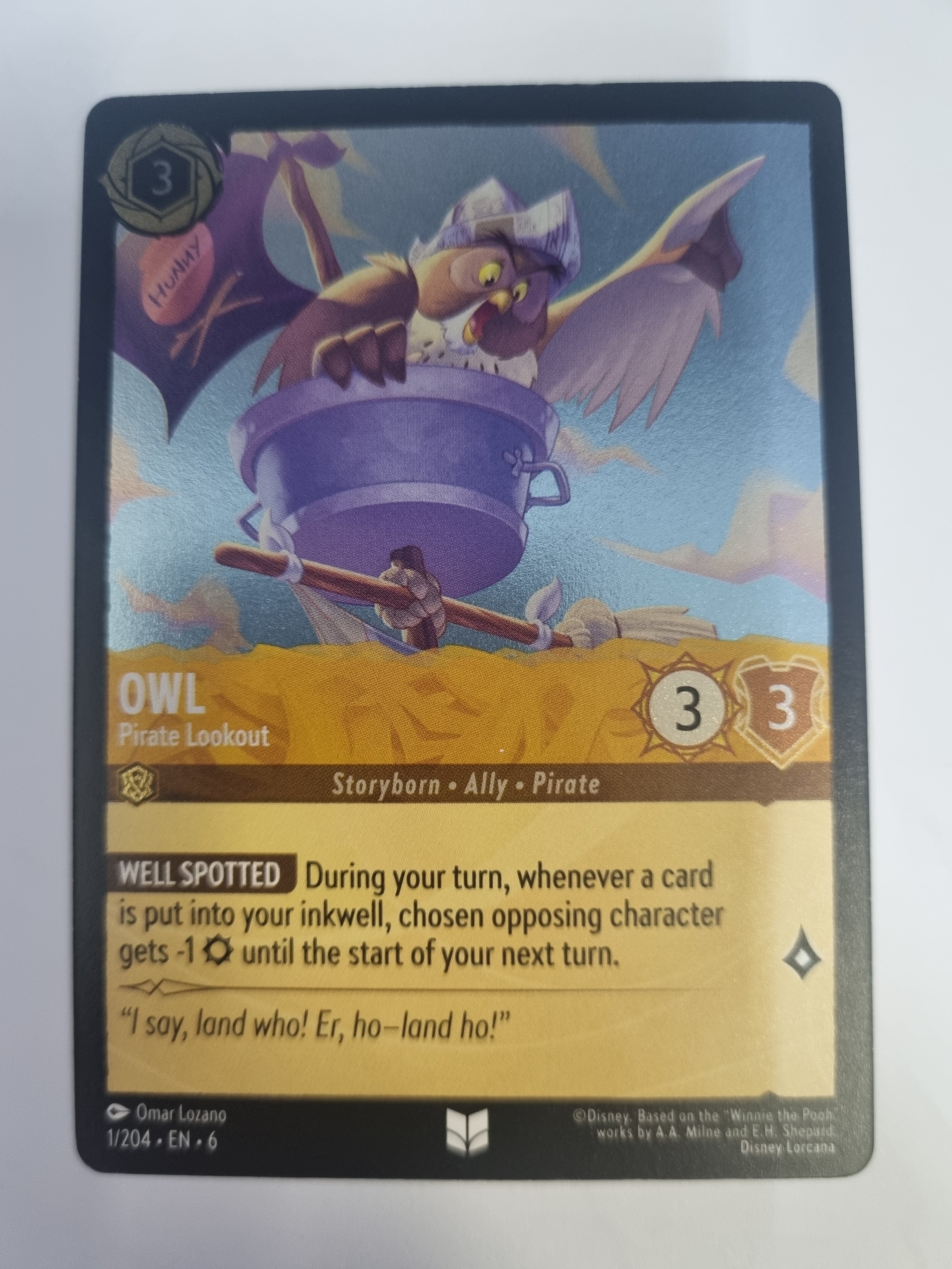 Lorcana Azurite Sea - COLDFOIL - Owl - Pirate Lookout - #1/204 - Uncommon