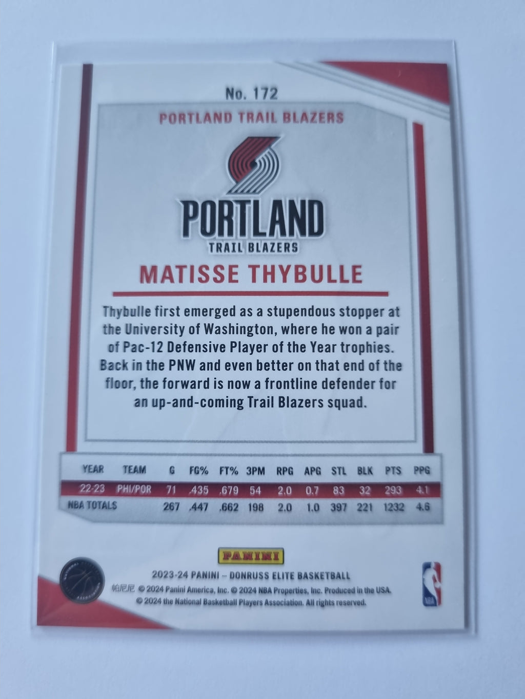 2023-24 Panini Donruss Elite - Orange Parallel #172 - Matisse Thybulle - Blazers
