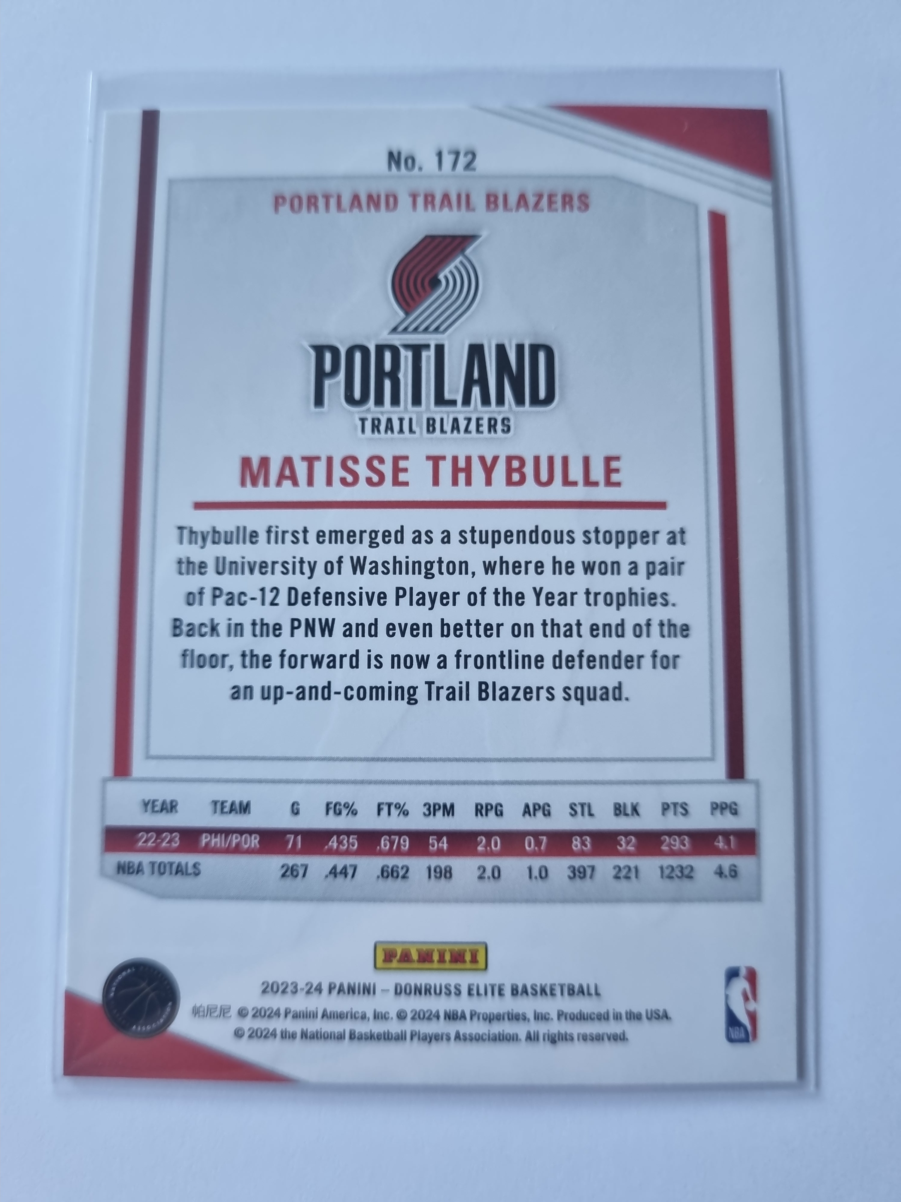 2023-24 Panini Donruss Elite - Orange Parallel #172 - Matisse Thybulle - Blazers