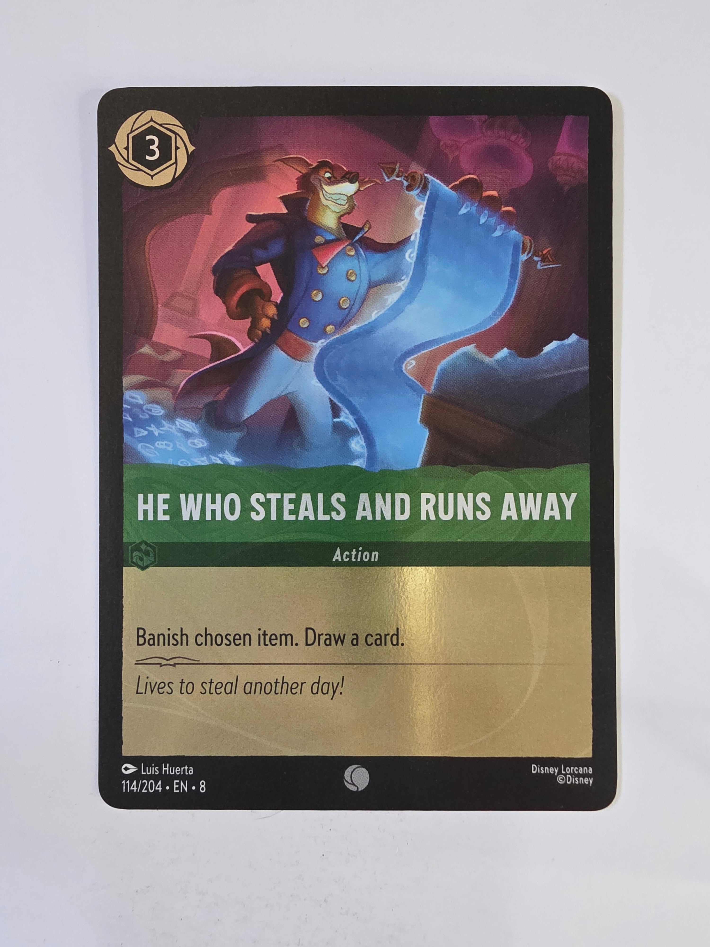 Disney Lorcana Reign of Jafar | Coldfoil | He Who Steals & Runs Away | #114 | Common