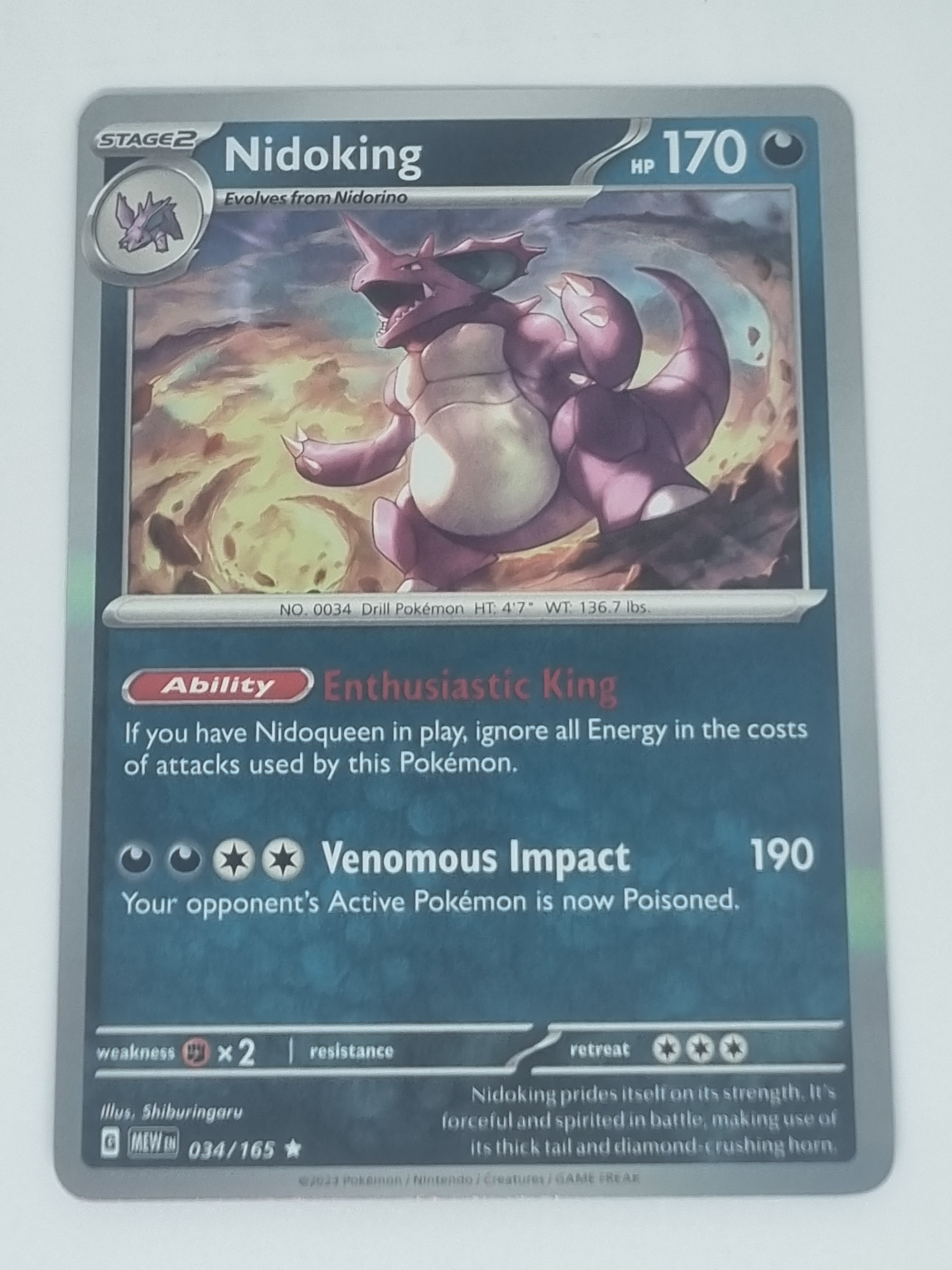 Pokemon TCG - Pokemon 151 - #034/165 - Nidoking - Rare