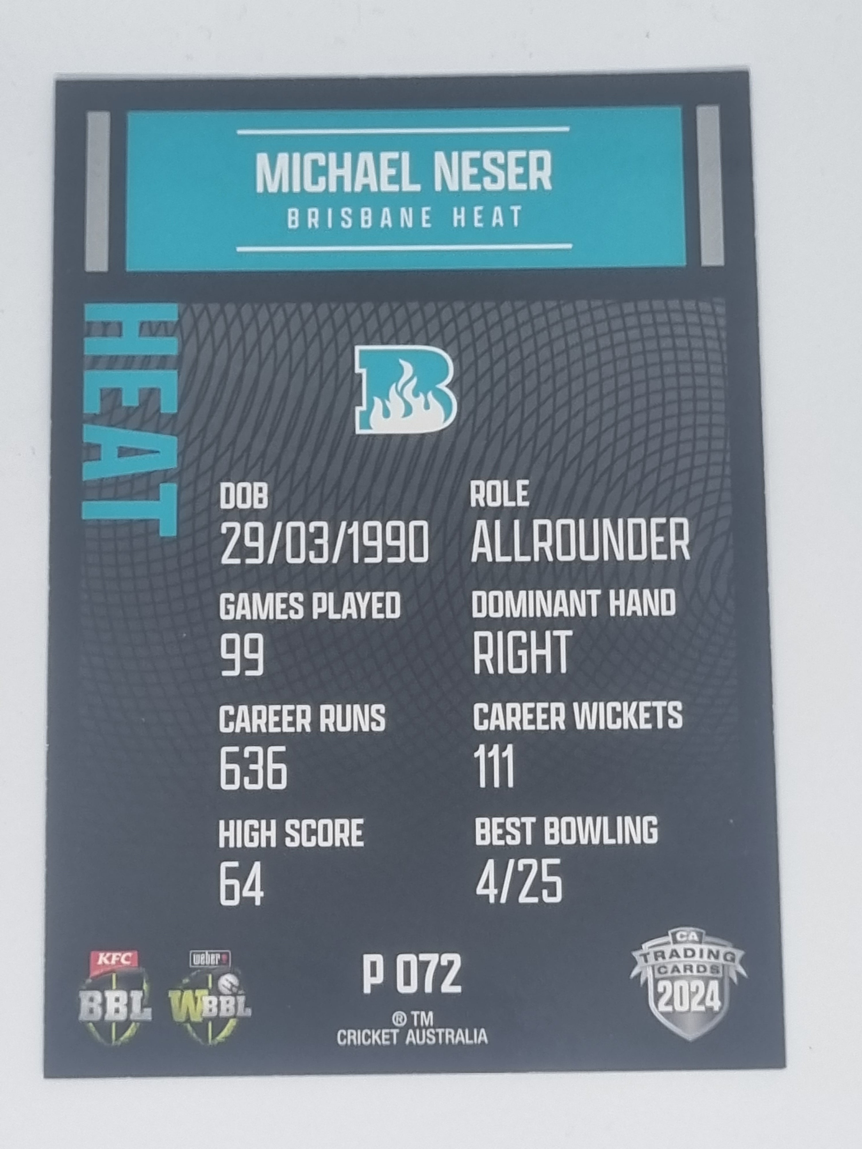 2024-25 LUXE Cricket Traders - Parallel - #P072 - Michael Neser - Heat