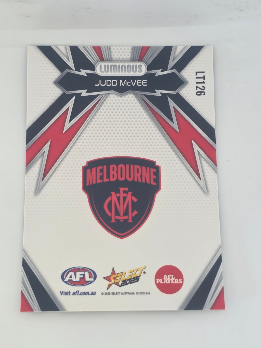 AFL Footy Stars 2025 | Luminous Thunderbolt | #LT126 | J. McVee | Melbourne