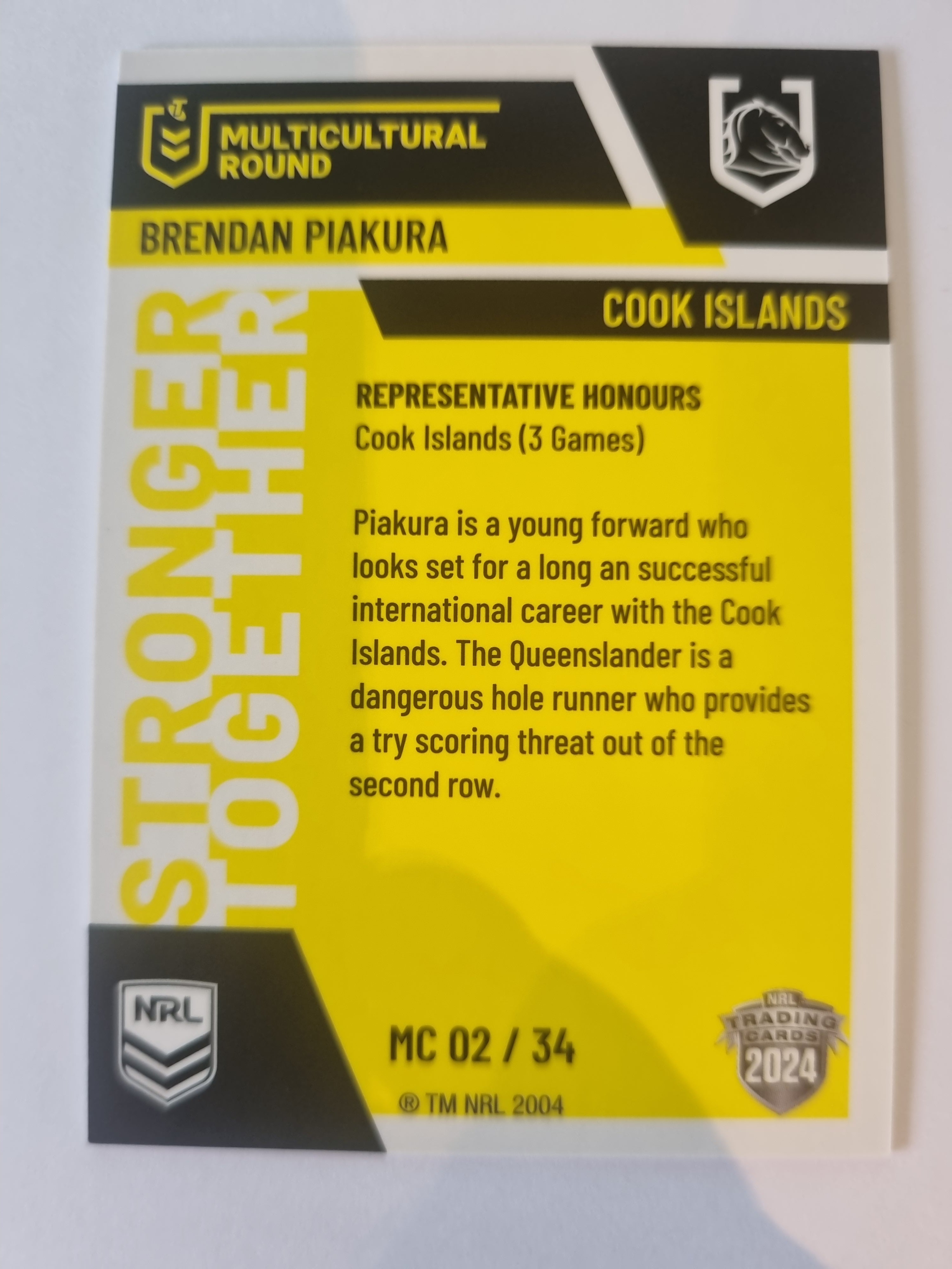 2024 Elite NRL - Multicultural Round - #MC02 - Brendan Piakura - Broncos