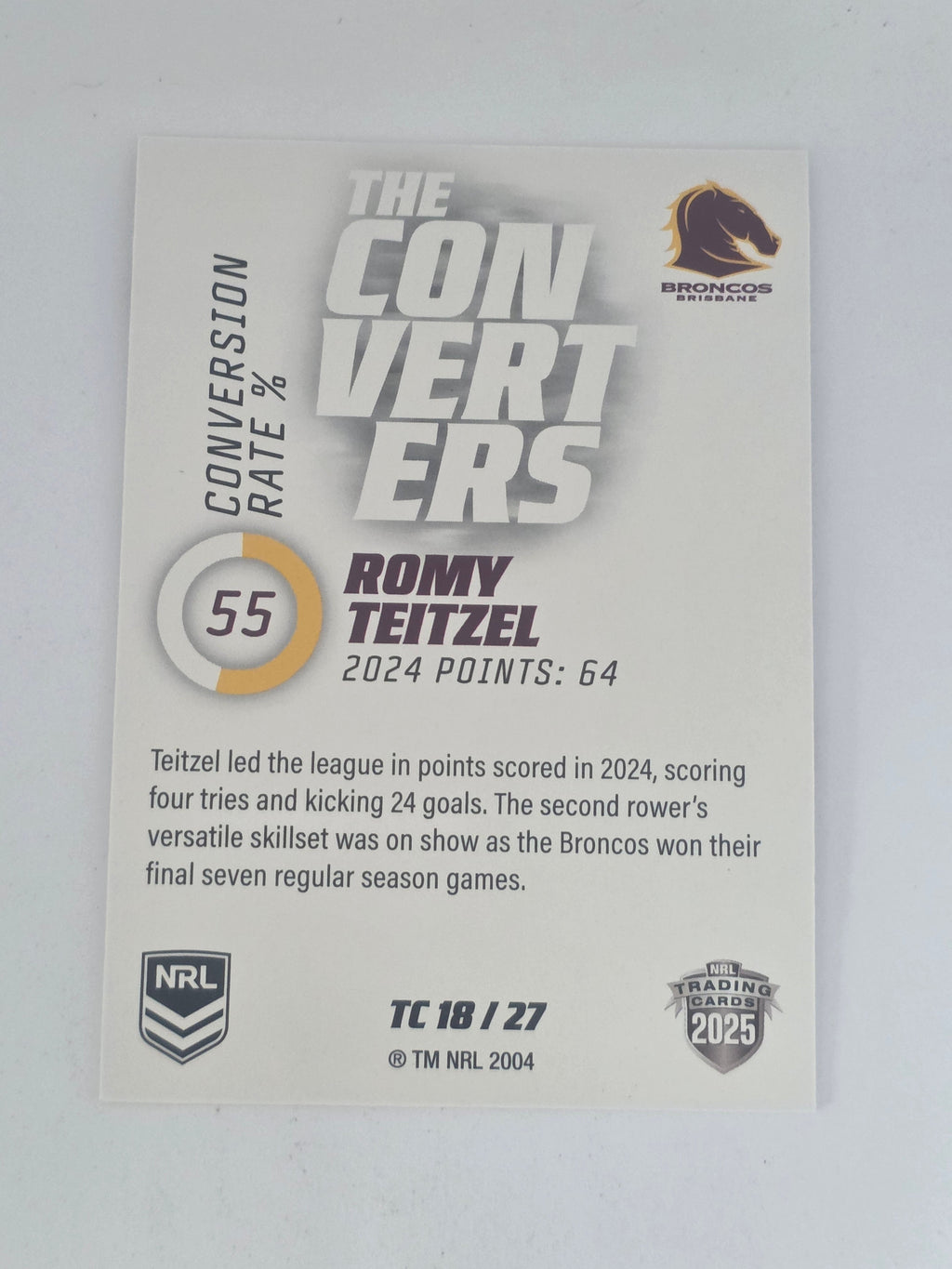 NRL 2025 Traders | Converters | #TC18 | Romy Teitzel | Broncos