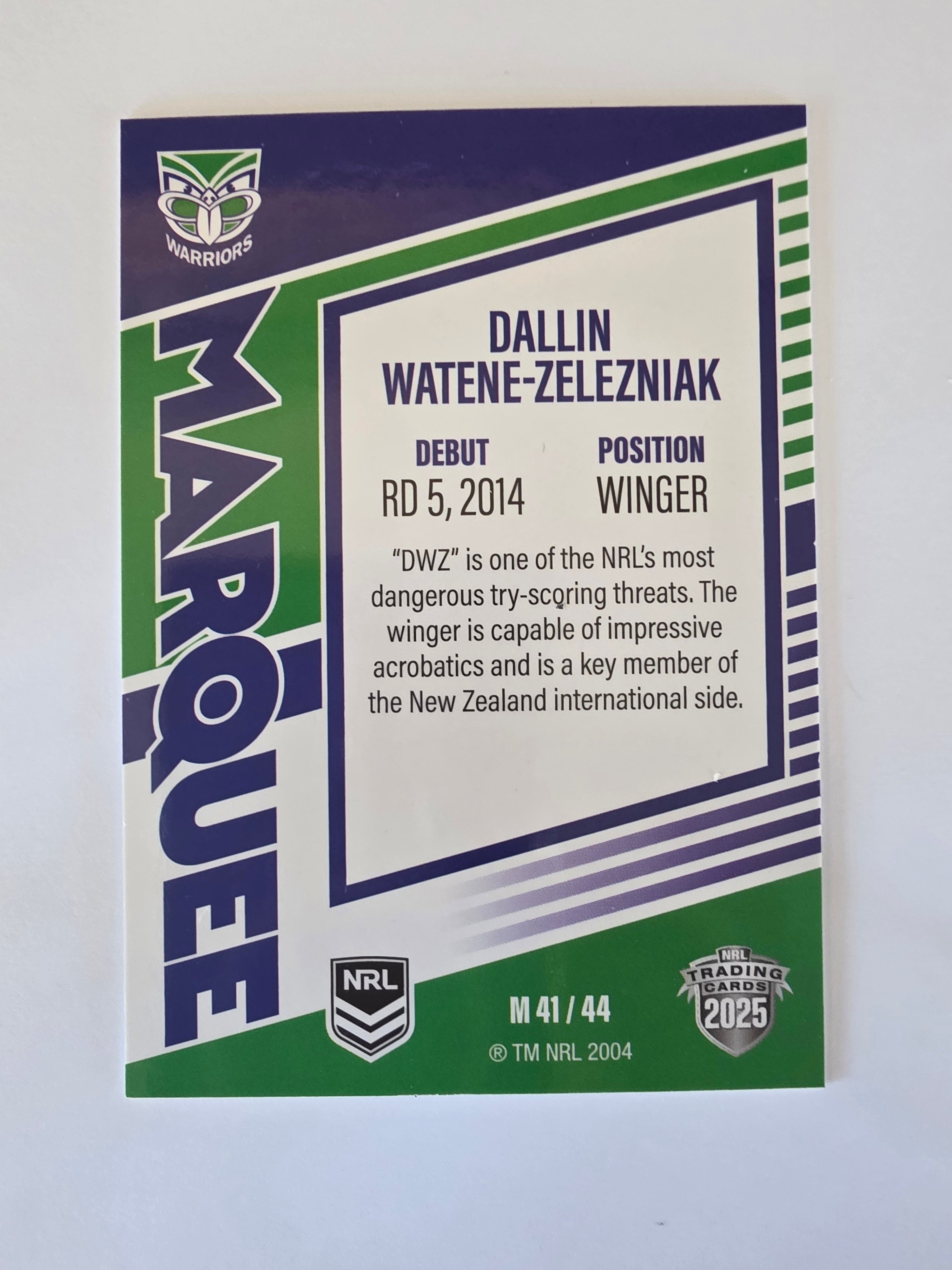 NRL 2025 Elite | Marquee | #M41 | Dallin Watene-Zelezniak | Warriors