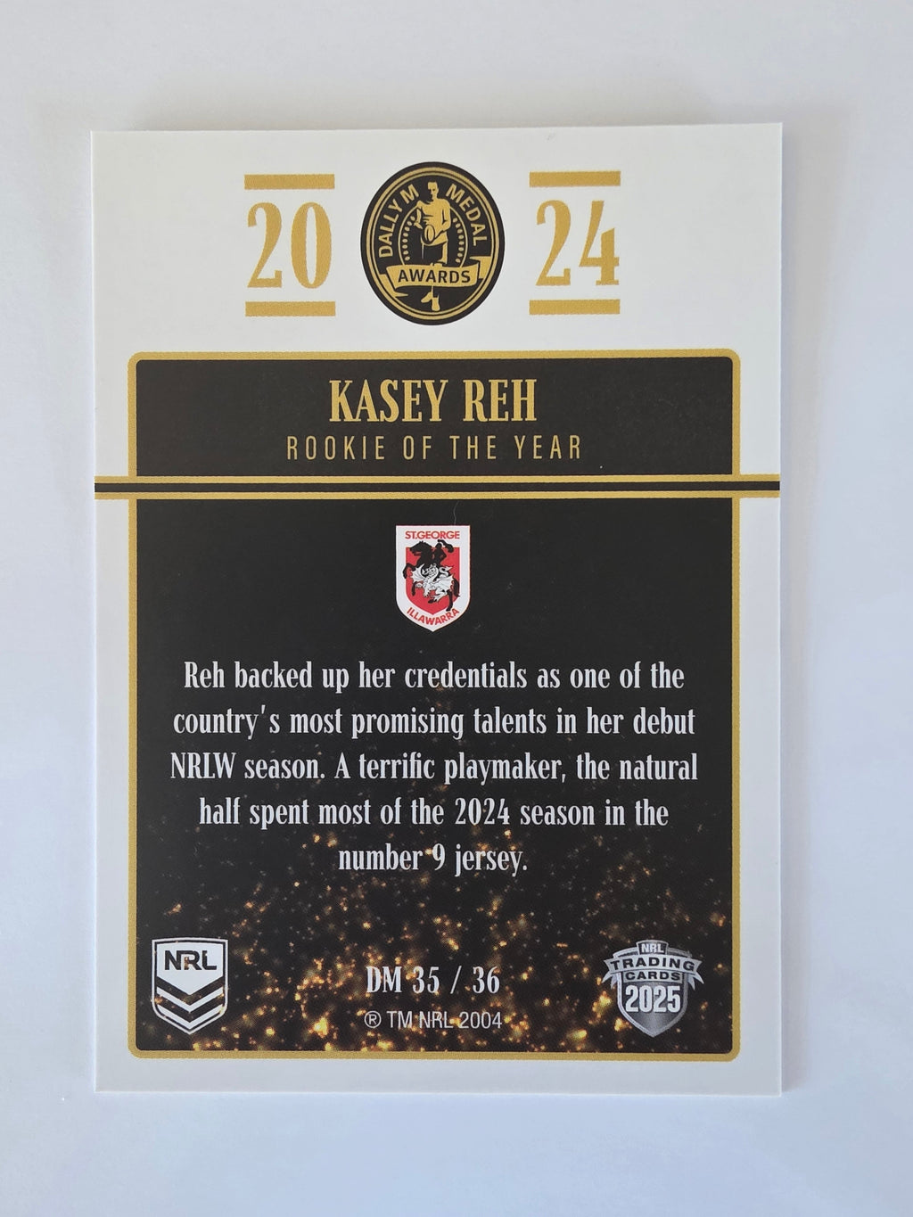 NRL 2025 Elite | 2024 Dally M Awards | #DM35 | Kasey Reh | Dragons