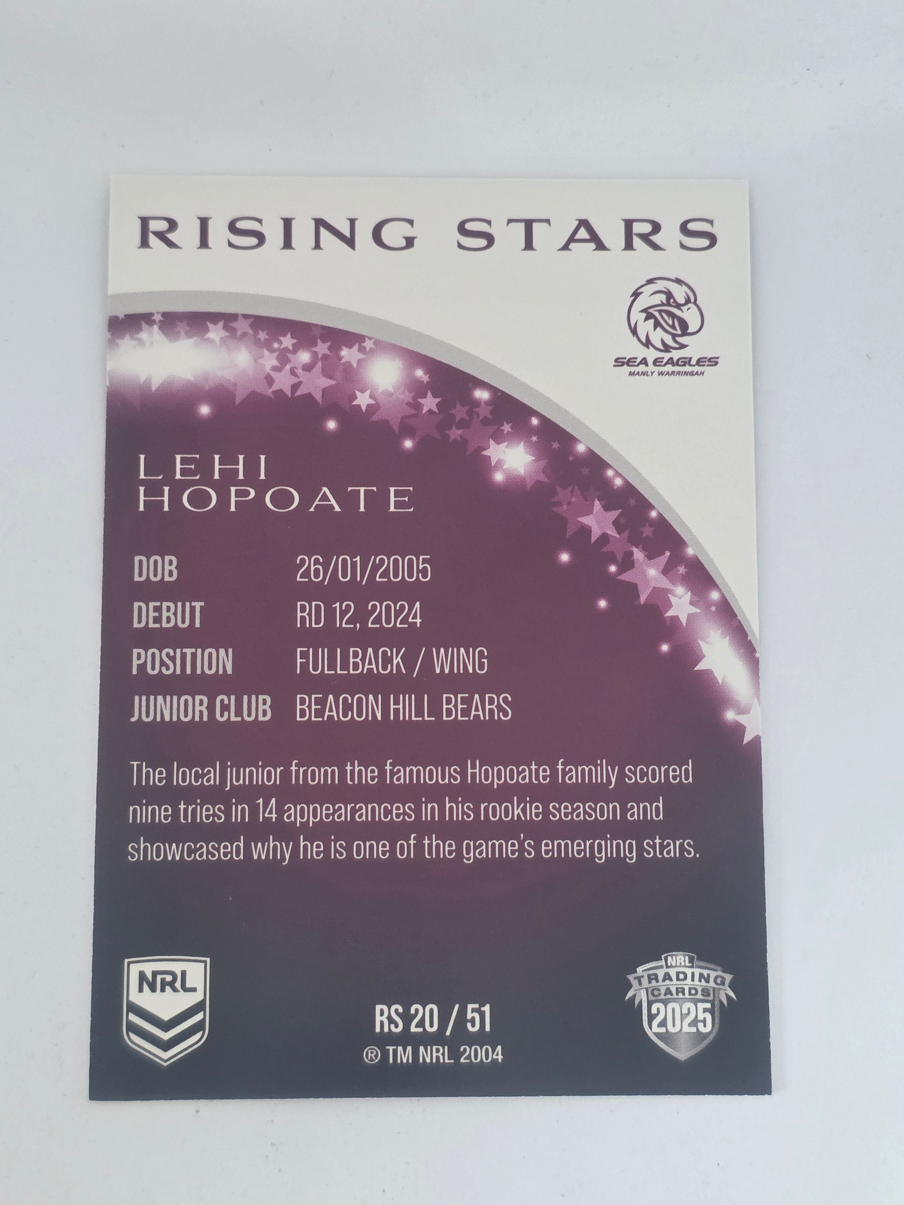 NRL 2025 Traders | Rising Stars | #RS20 | Lehi Hopoate | Sea-Eagles