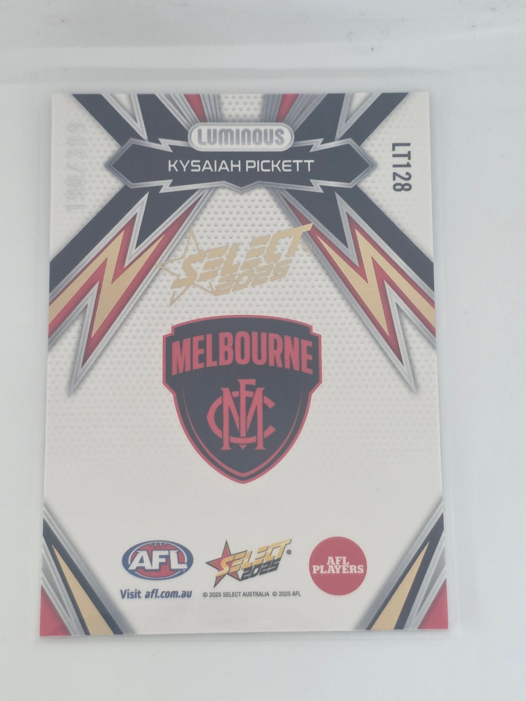 AFL Footy Stars 2025 Luminous Thunderbolt Gold #LT128 K. Pickett Melbourne #190/399