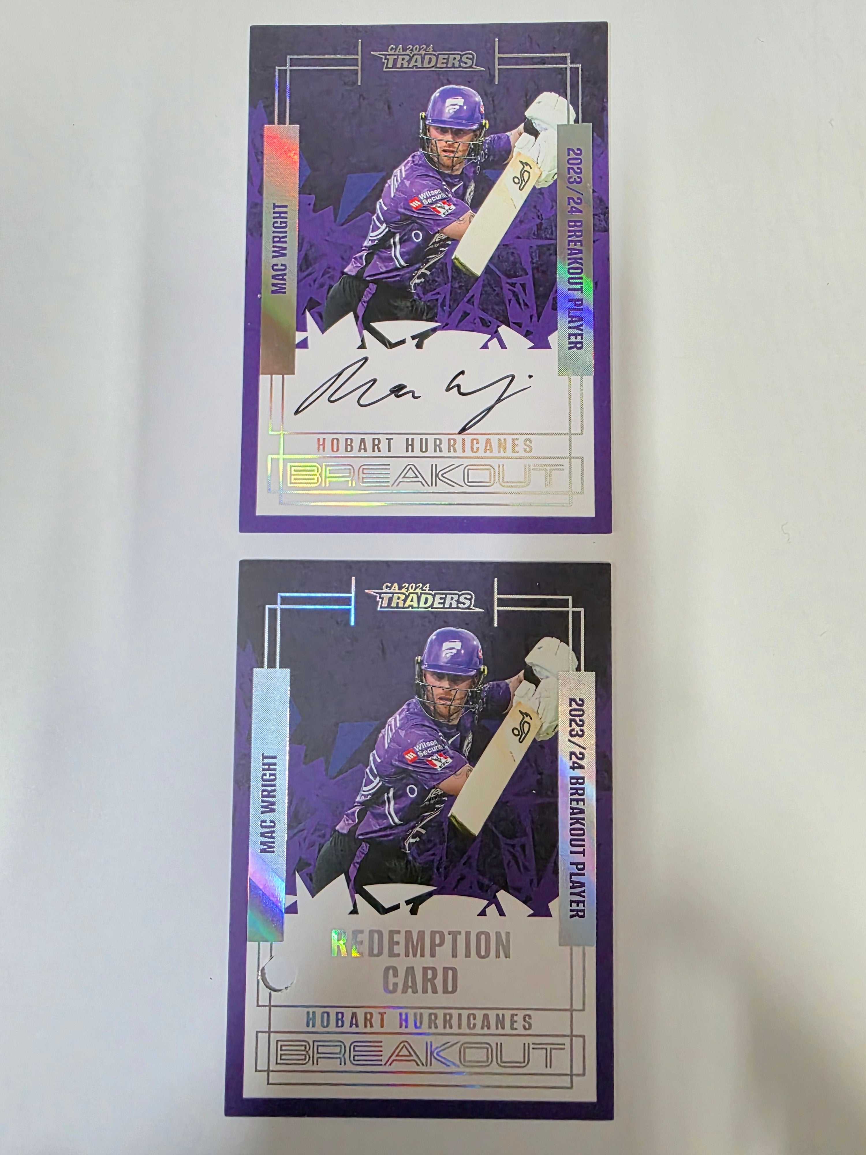 24-25 LUXE Cricket Breakouts Team Signature #BOT05 Mac Wright #01/30 Hurricanes