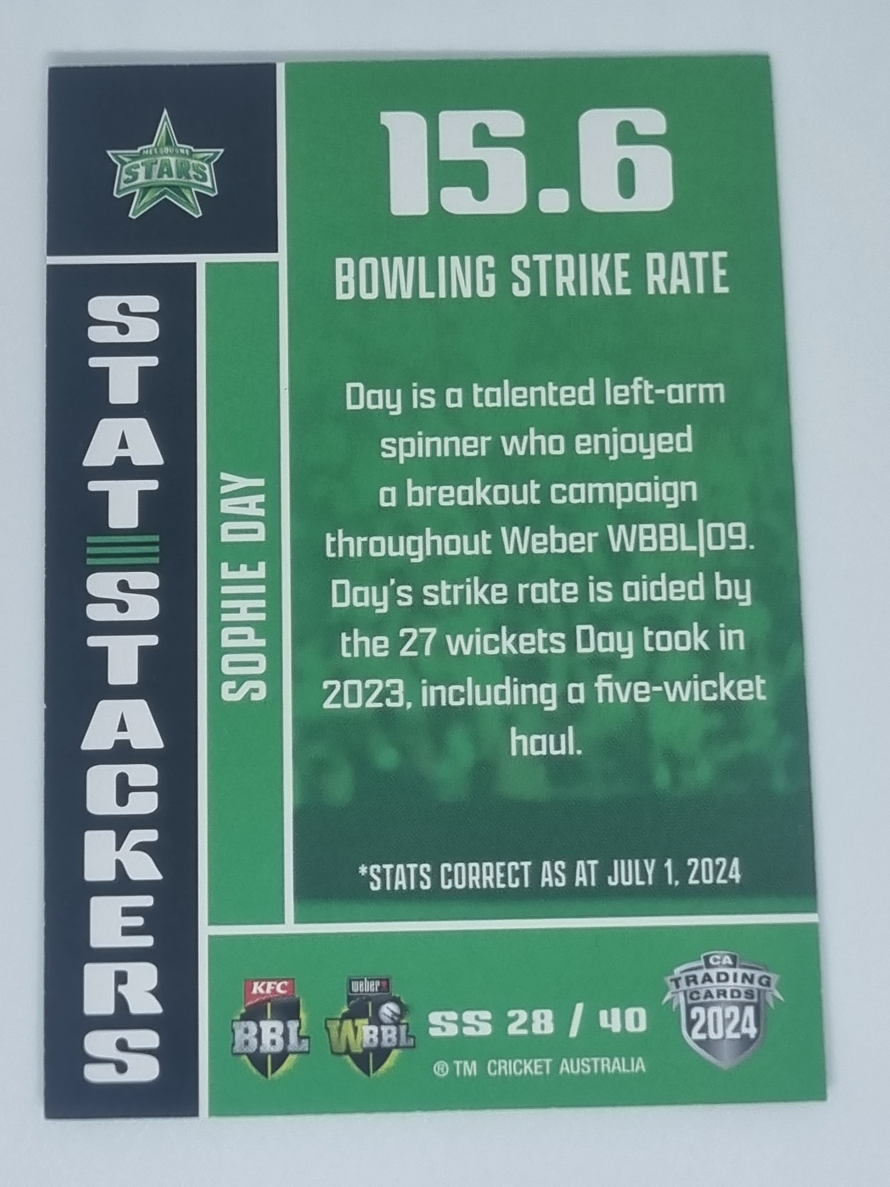 2024-25 LUXE Cricket - Stat Stackers - #SS28 - Sophie Day - Stars