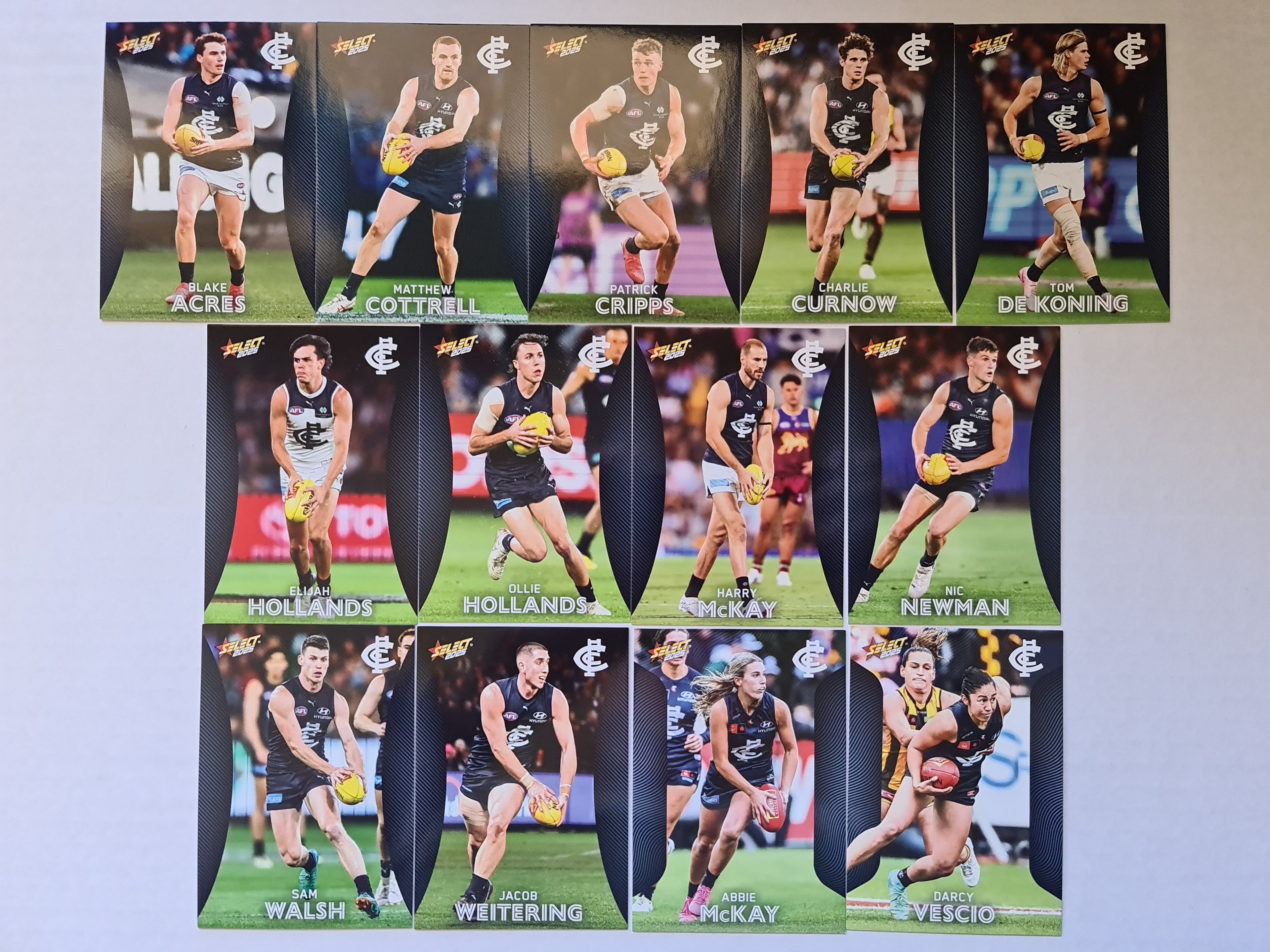 AFL Footy Stars 2025 | Complete Base Team Set | Carlton | 13 Cards