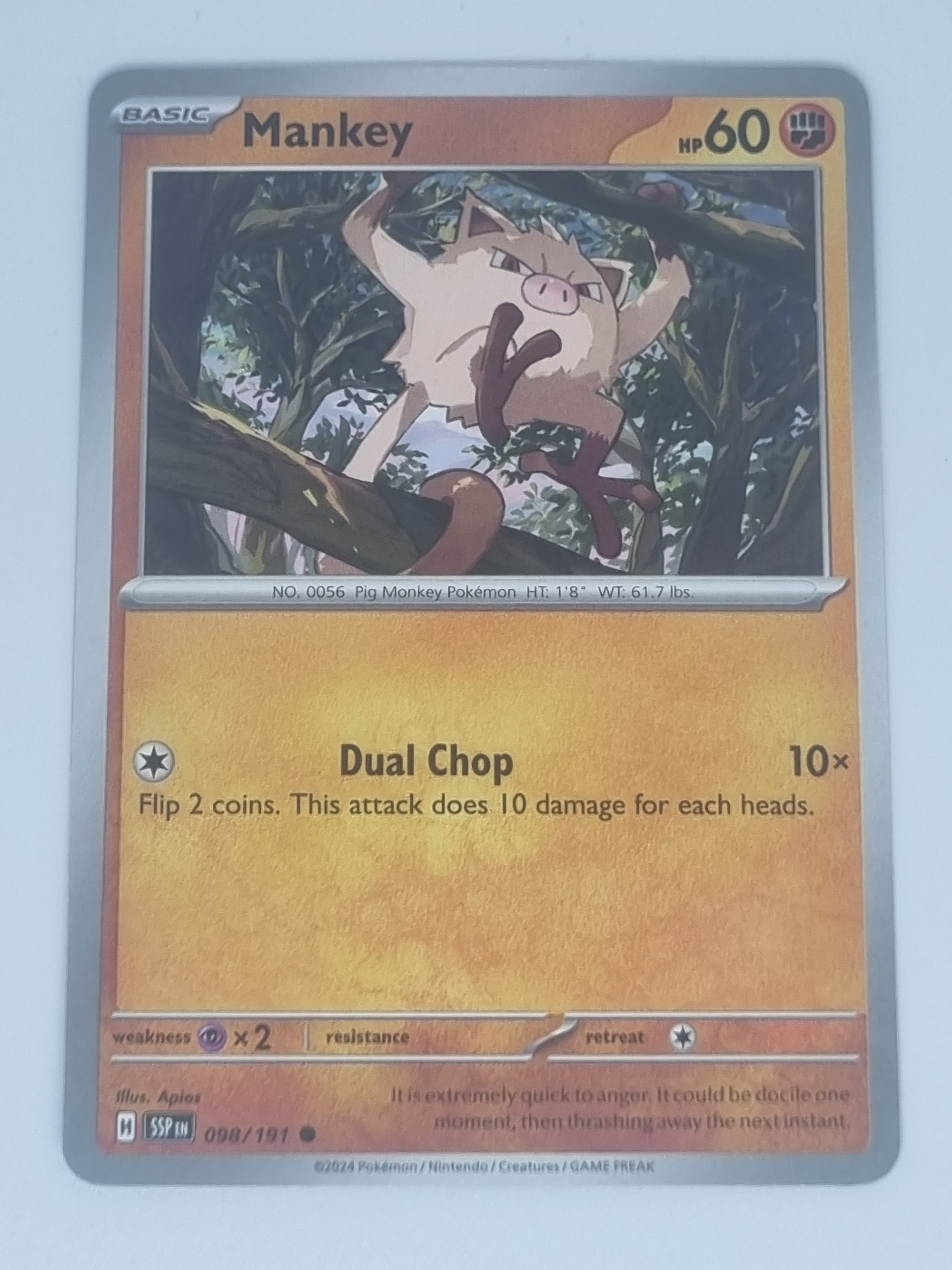 Pokemon TCG - Surging Sparks - #098/191 - Mankey - Common