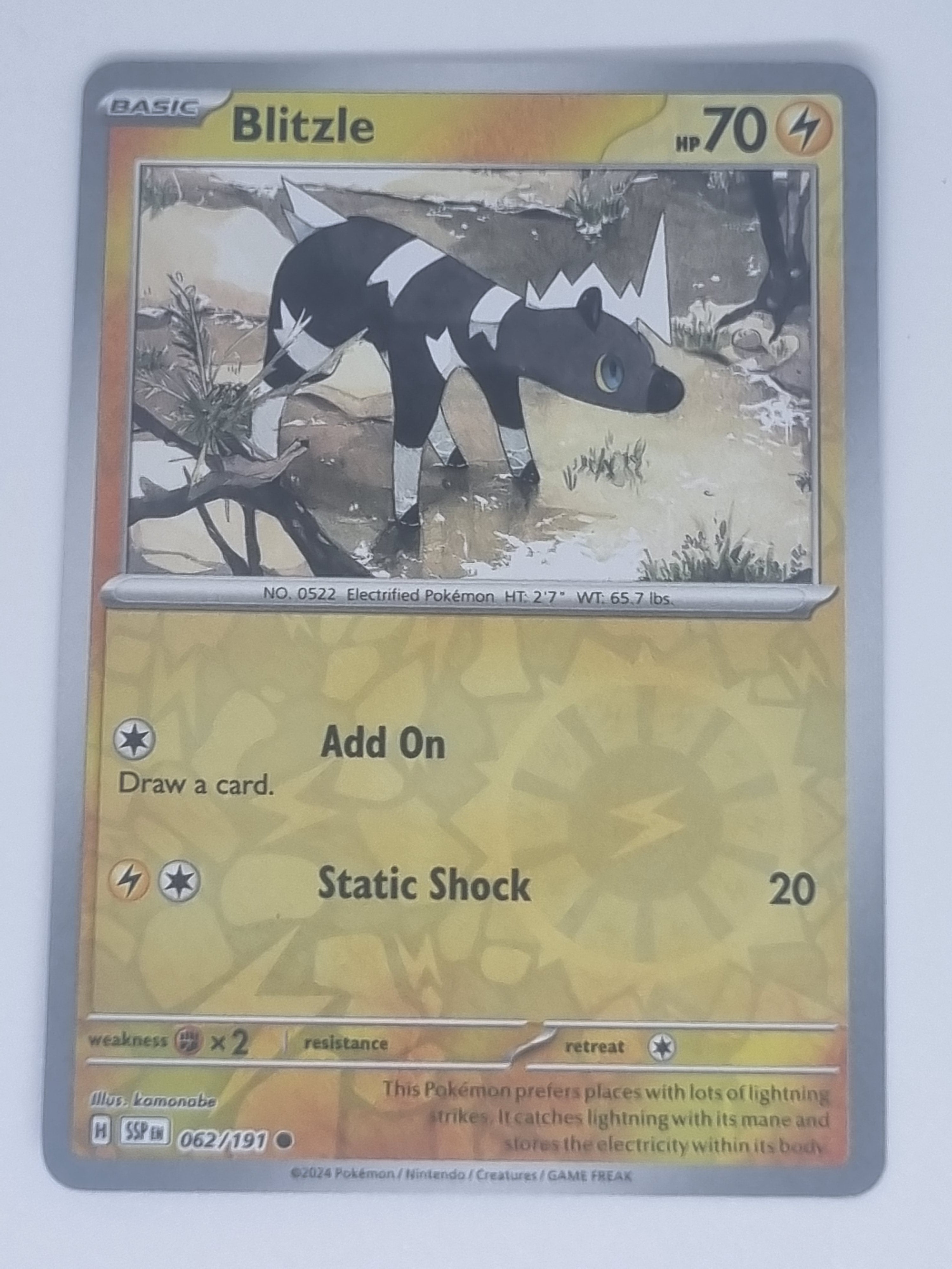 Pokemon TCG - Surging Sparks - #062/191 - Reverse Holo - Blitzle - Common