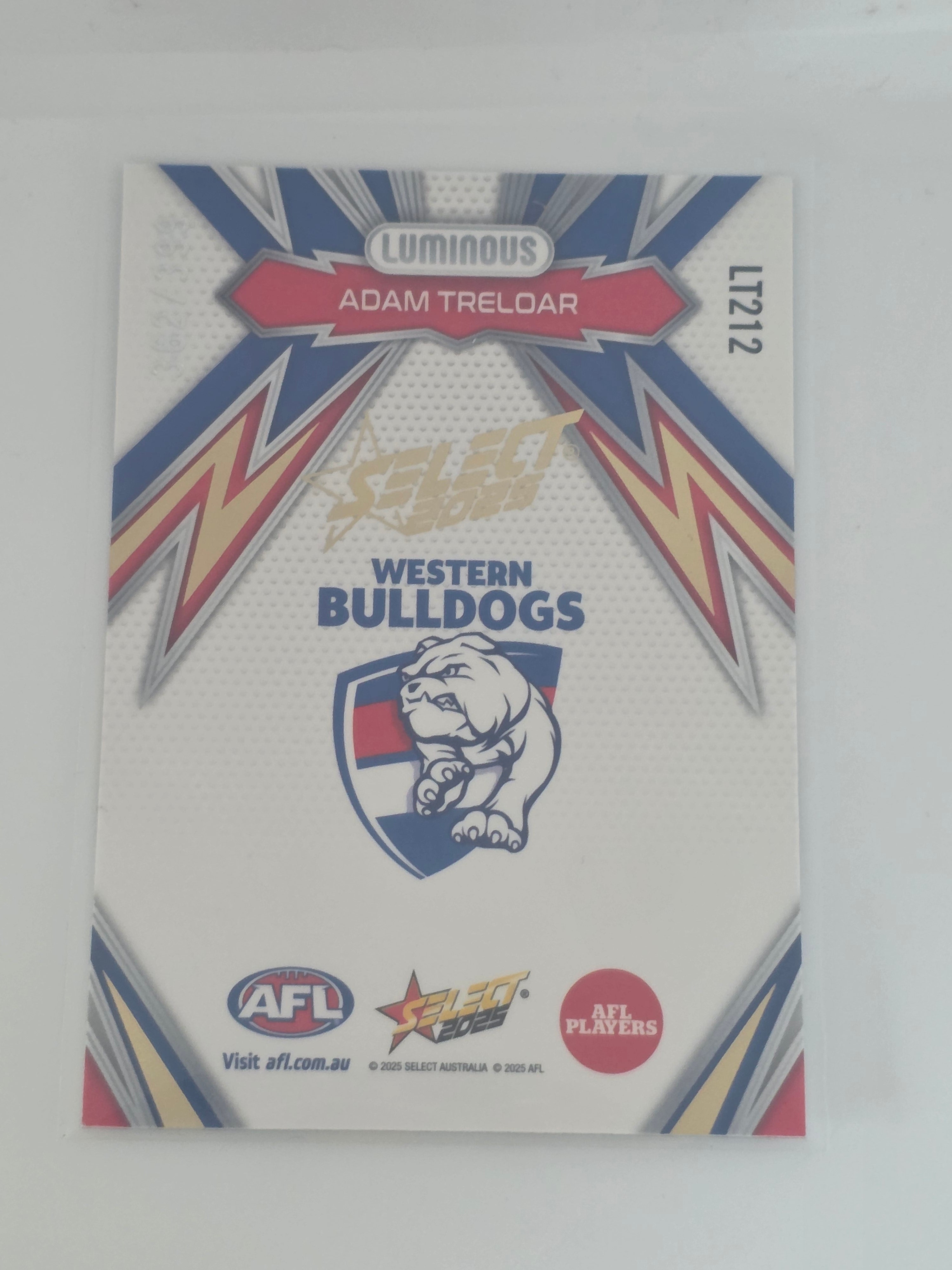 AFL Footy Stars 2025 Luminous Thunderbolt Gold #LT212 A. Treloar Bulldogs #362/399