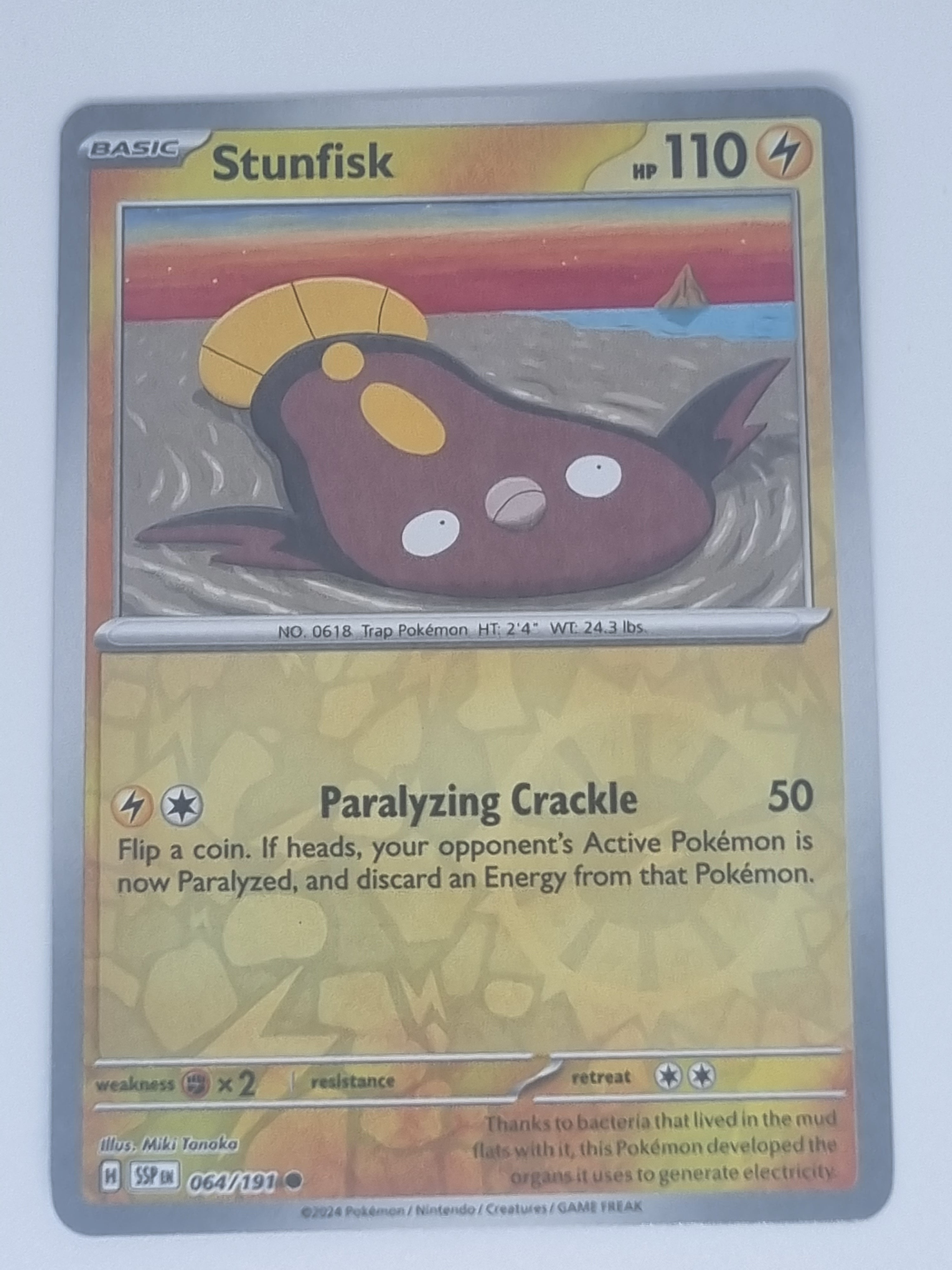 Pokemon TCG - Surging Sparks - #064/191 - Reverse Holo - Stunfisk - Common