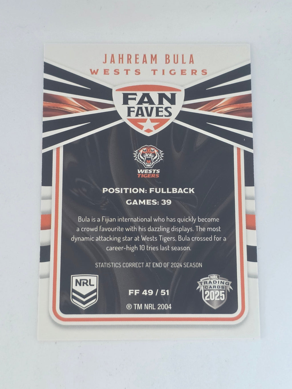 NRL 2025 Traders | Fan Favourites | #FF49 | Jahream Bula | Tigers