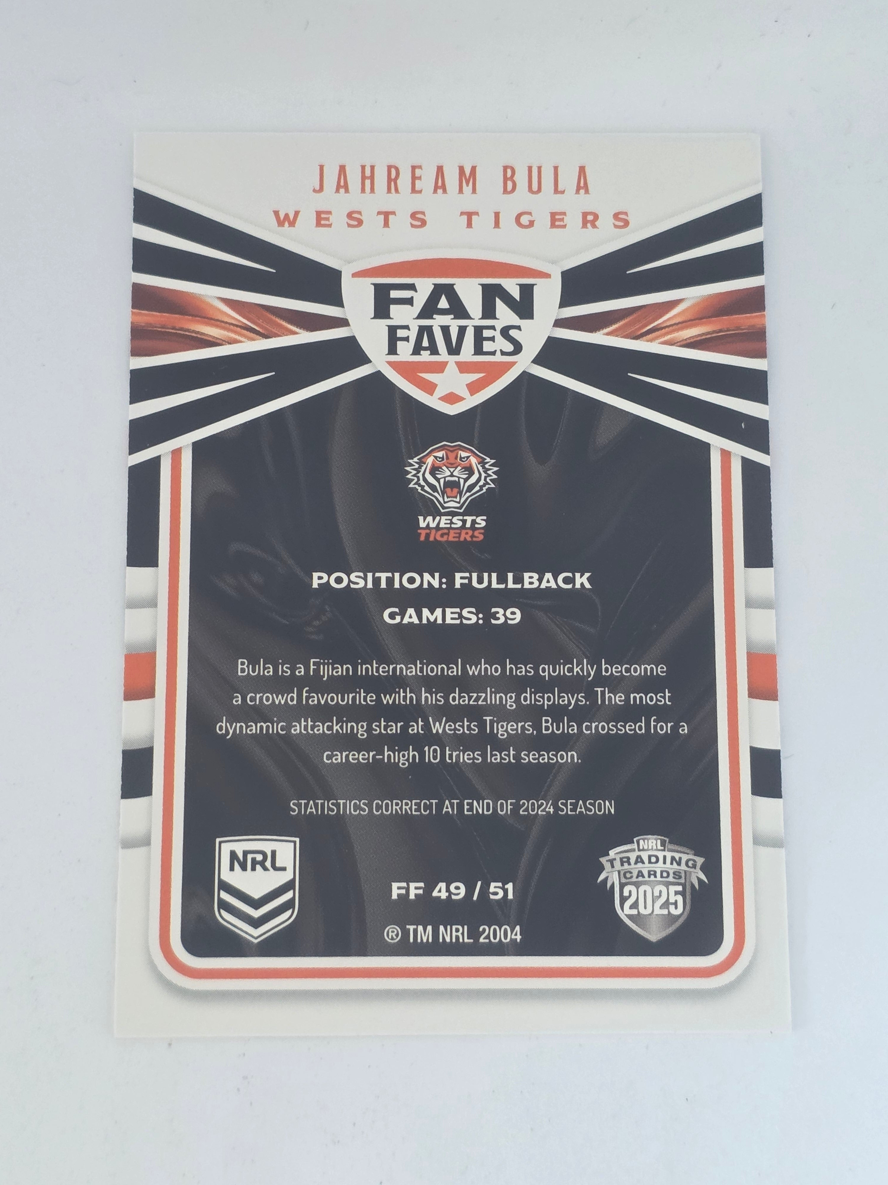 NRL 2025 Traders | Fan Favourites | #FF49 | Jahream Bula | Tigers