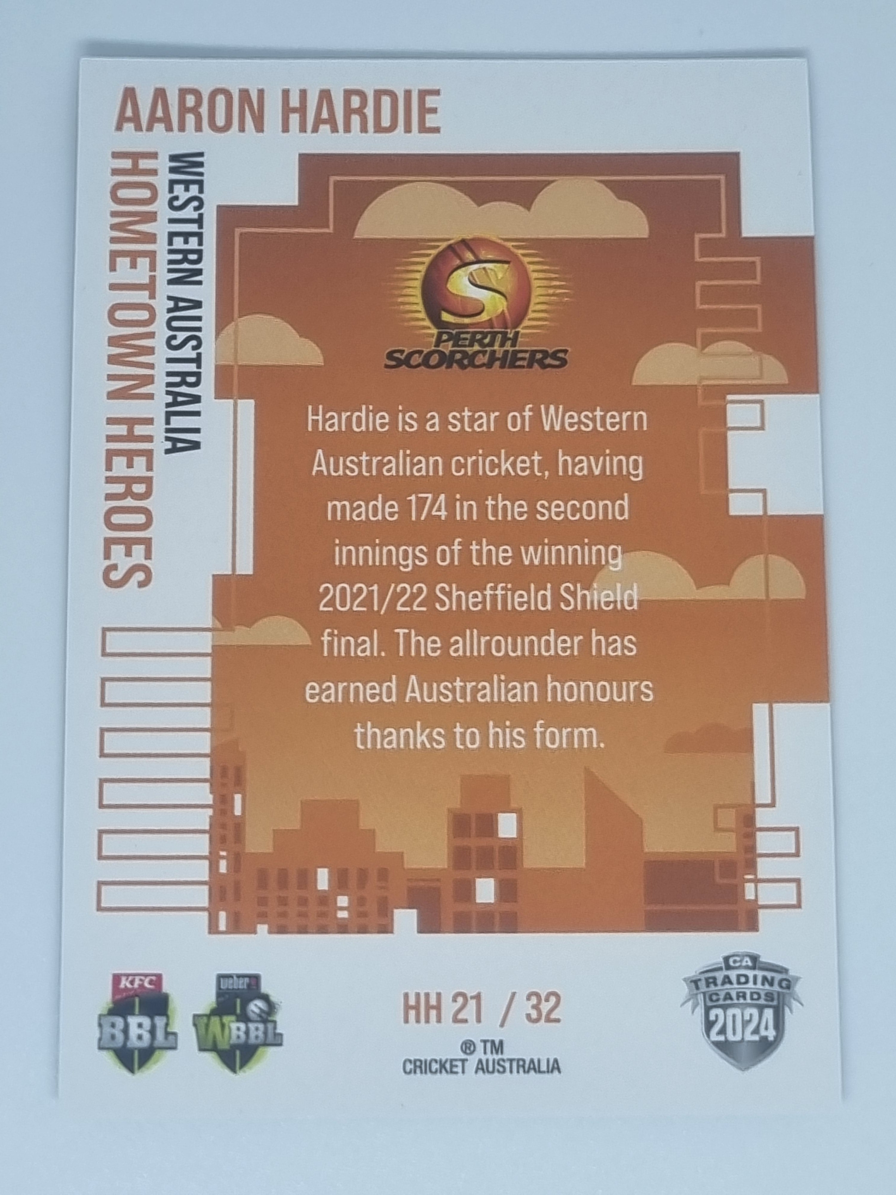 2024-25 LUXE Cricket - Hometown Heroes - #HH21 - Aaron Hardie - Scorchers