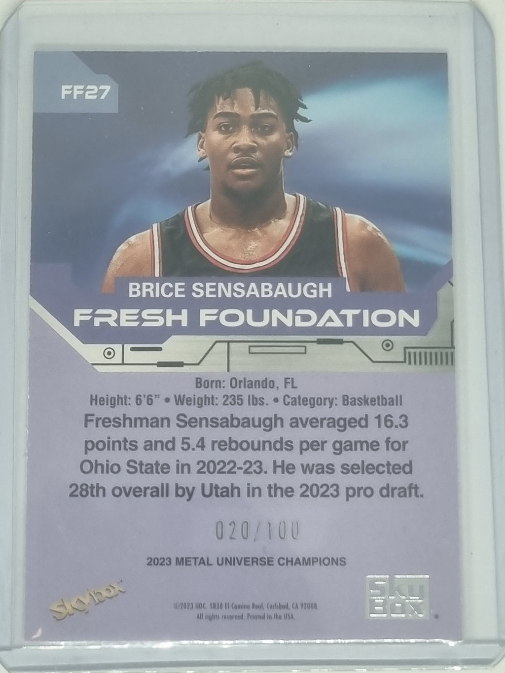 2023 Metal Universe Champions Fresh Foundations RED PMG #FF27 Sensaubaugh 20/100