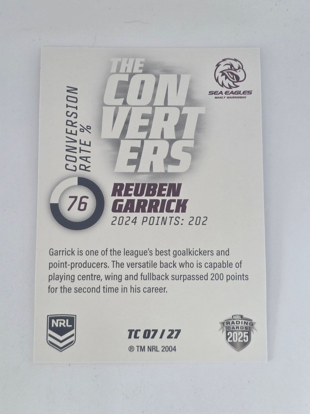 NRL 2025 Traders | Converters | #TC7 | Reuben Garrick | Sea-Eagles