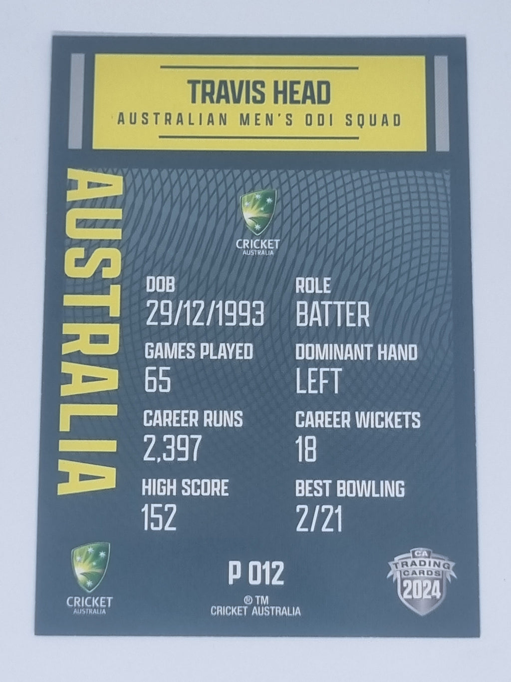 2024-25 LUXE Cricket Traders - Parallel - #P012 - Travis Head - Aust ODI