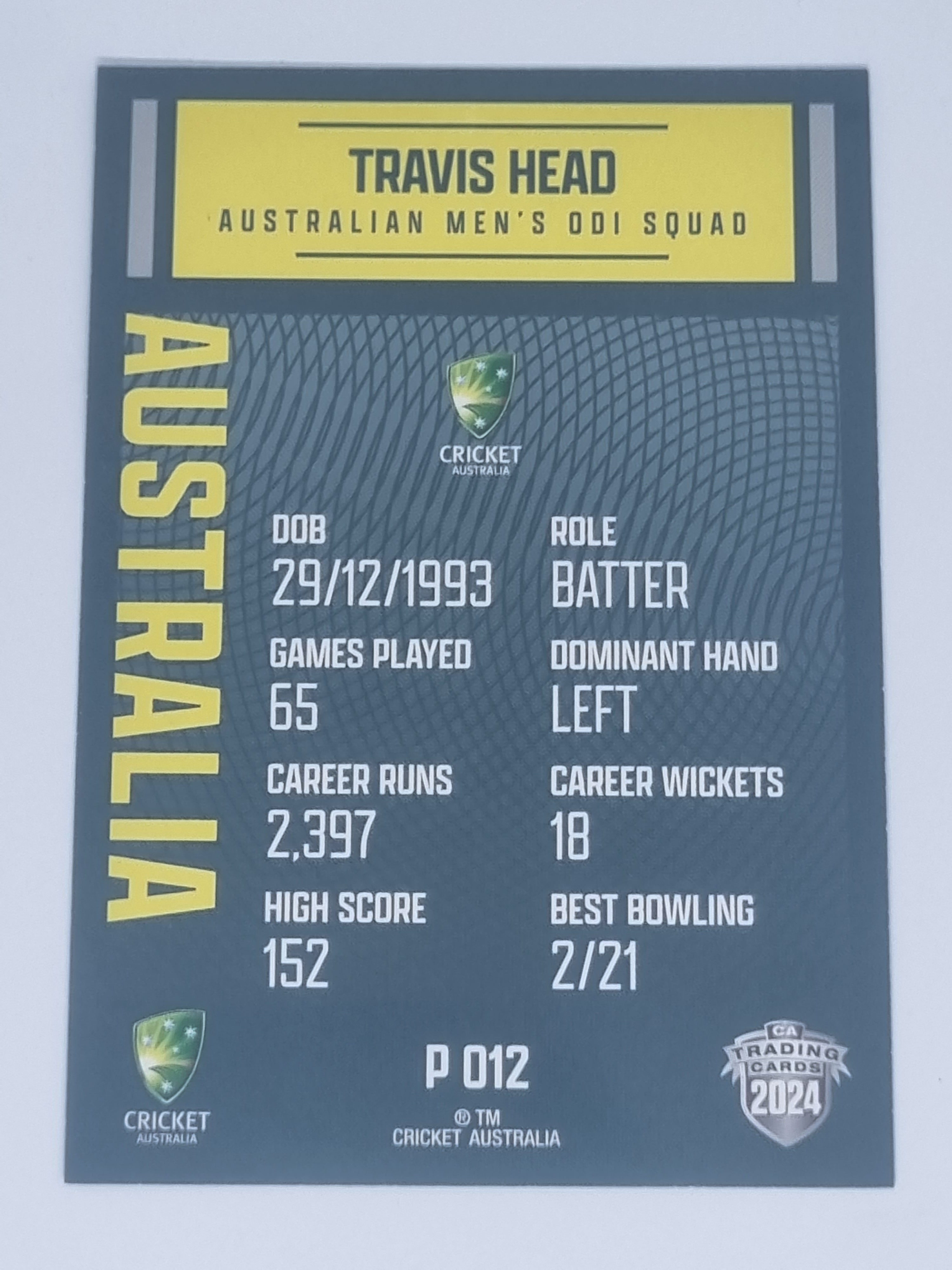 2024-25 LUXE Cricket Traders - Parallel - #P012 - Travis Head - Aust ODI