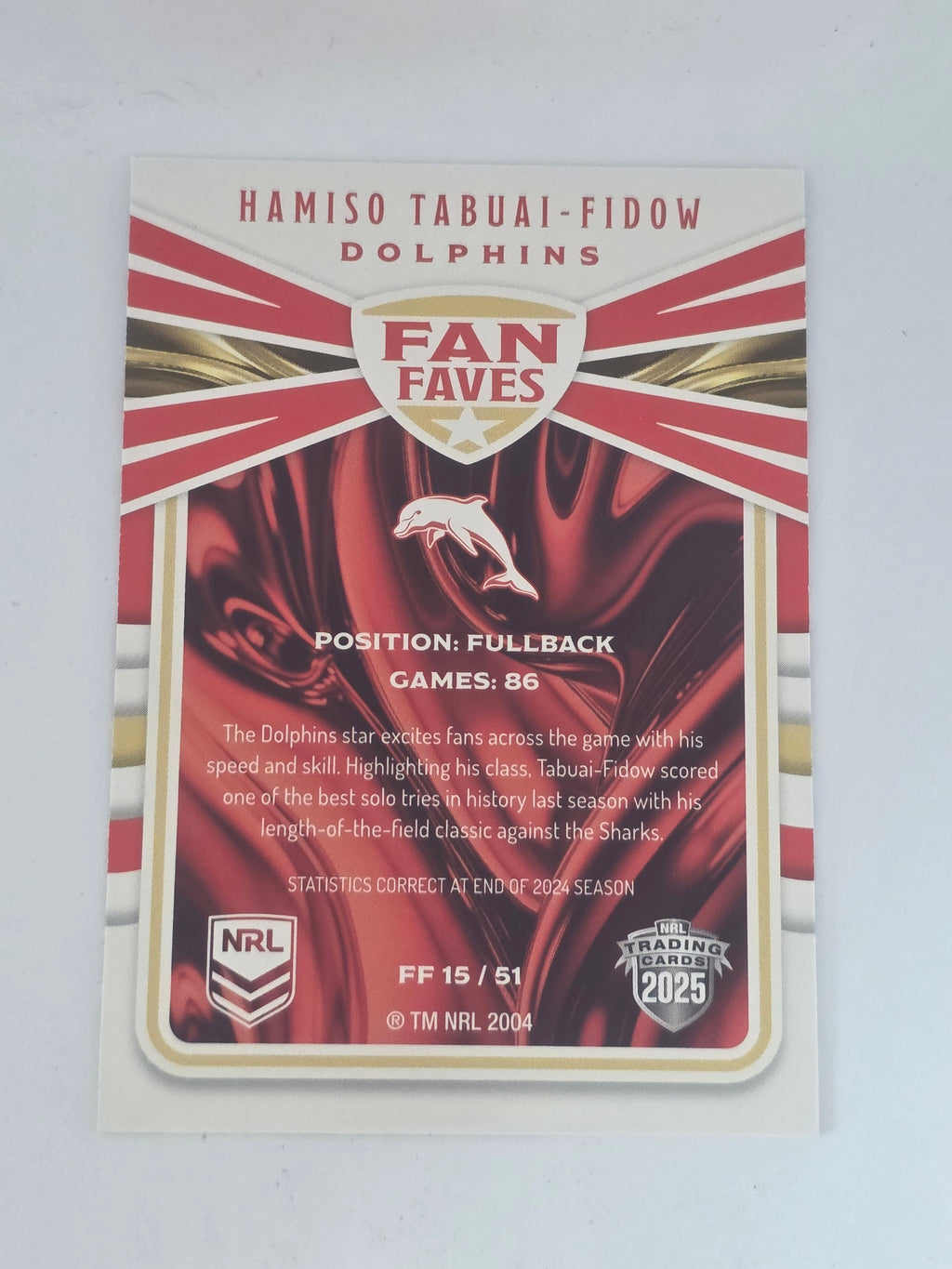 NRL 2025 Traders | Fan Favourites | #FF15 | Hamiso Tabuai-Fidow | Dolphins