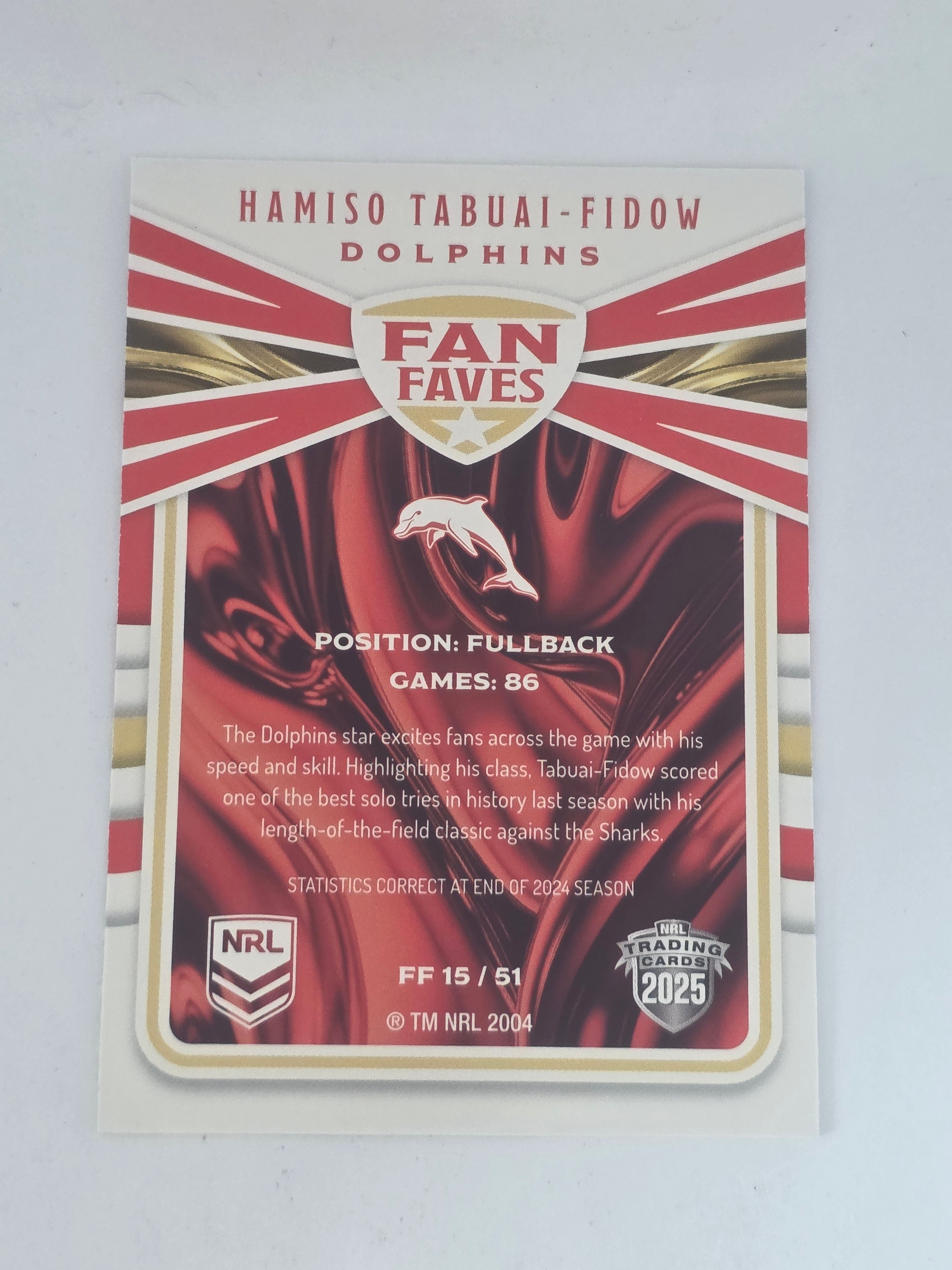 NRL 2025 Traders | Fan Favourites | #FF15 | Hamiso Tabuai-Fidow | Dolphins
