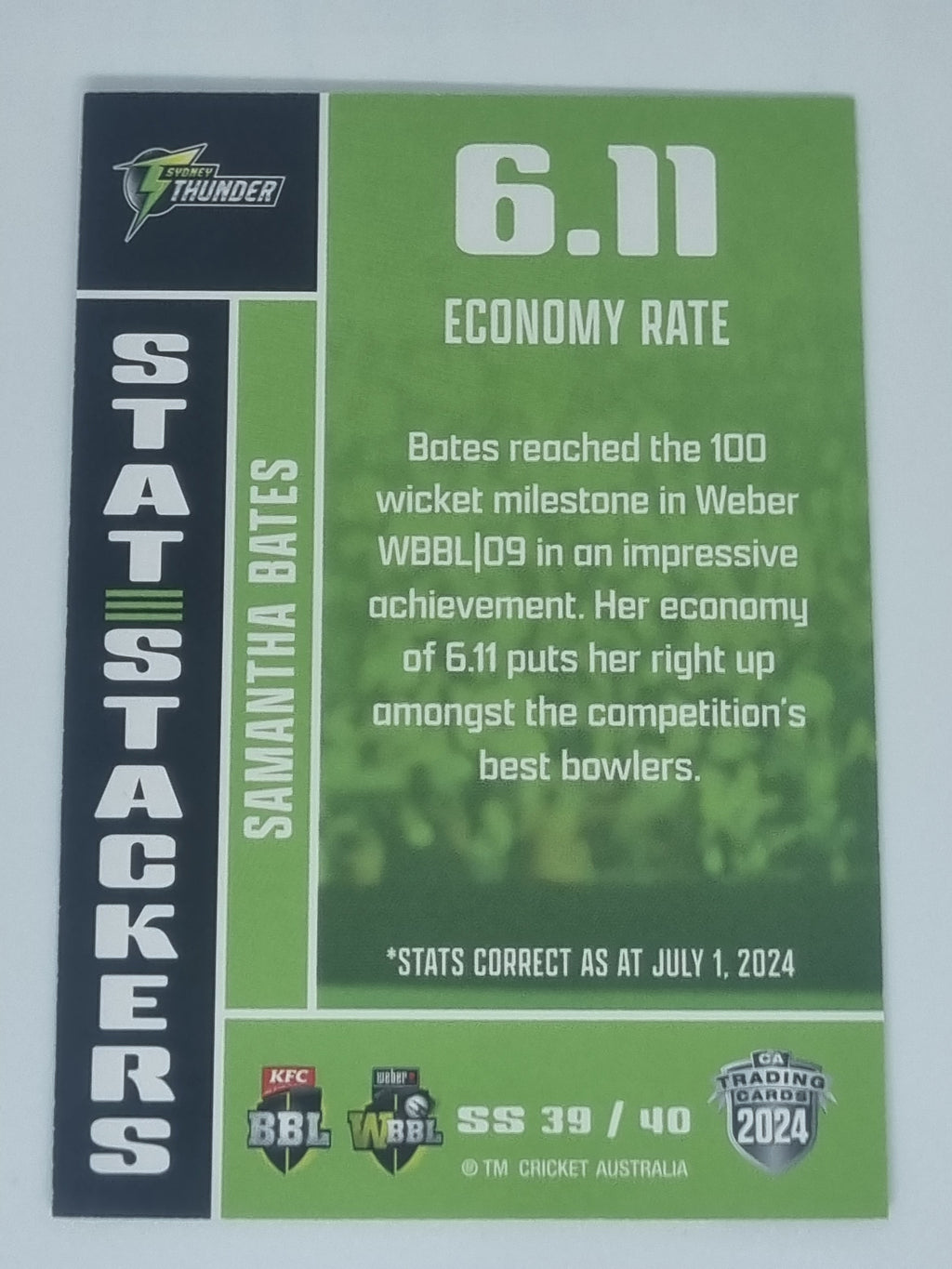 2024-25 LUXE Cricket - Stat Stackers - #SS39 - Samantha Bates - Thunder