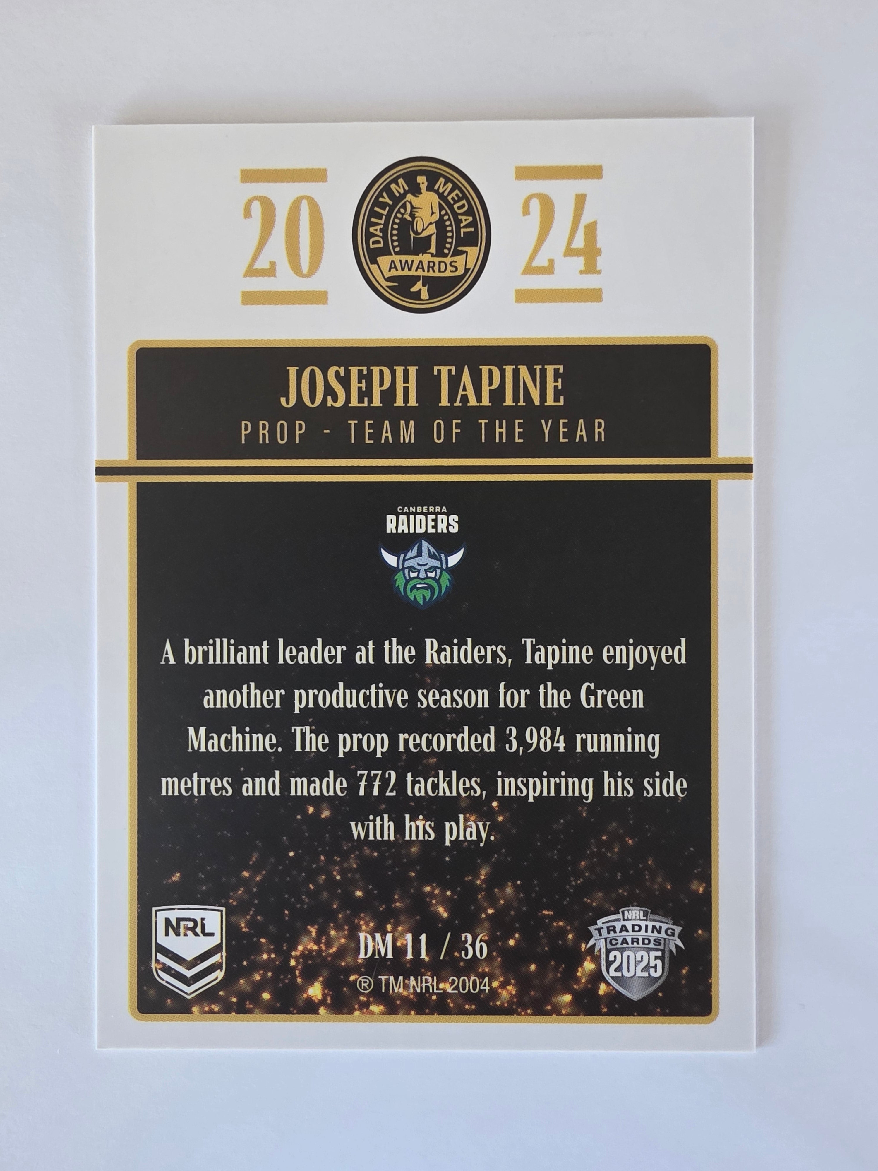 NRL 2025 Elite | 2024 Dally M Awards | #DM11 | Joseph Tapine | Raiders