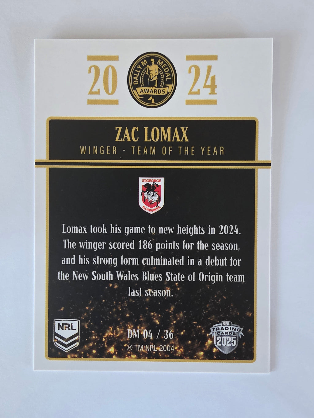 NRL 2025 Elite | 2024 Dally M Awards | #DM04 | Zac Lomax | Dragons
