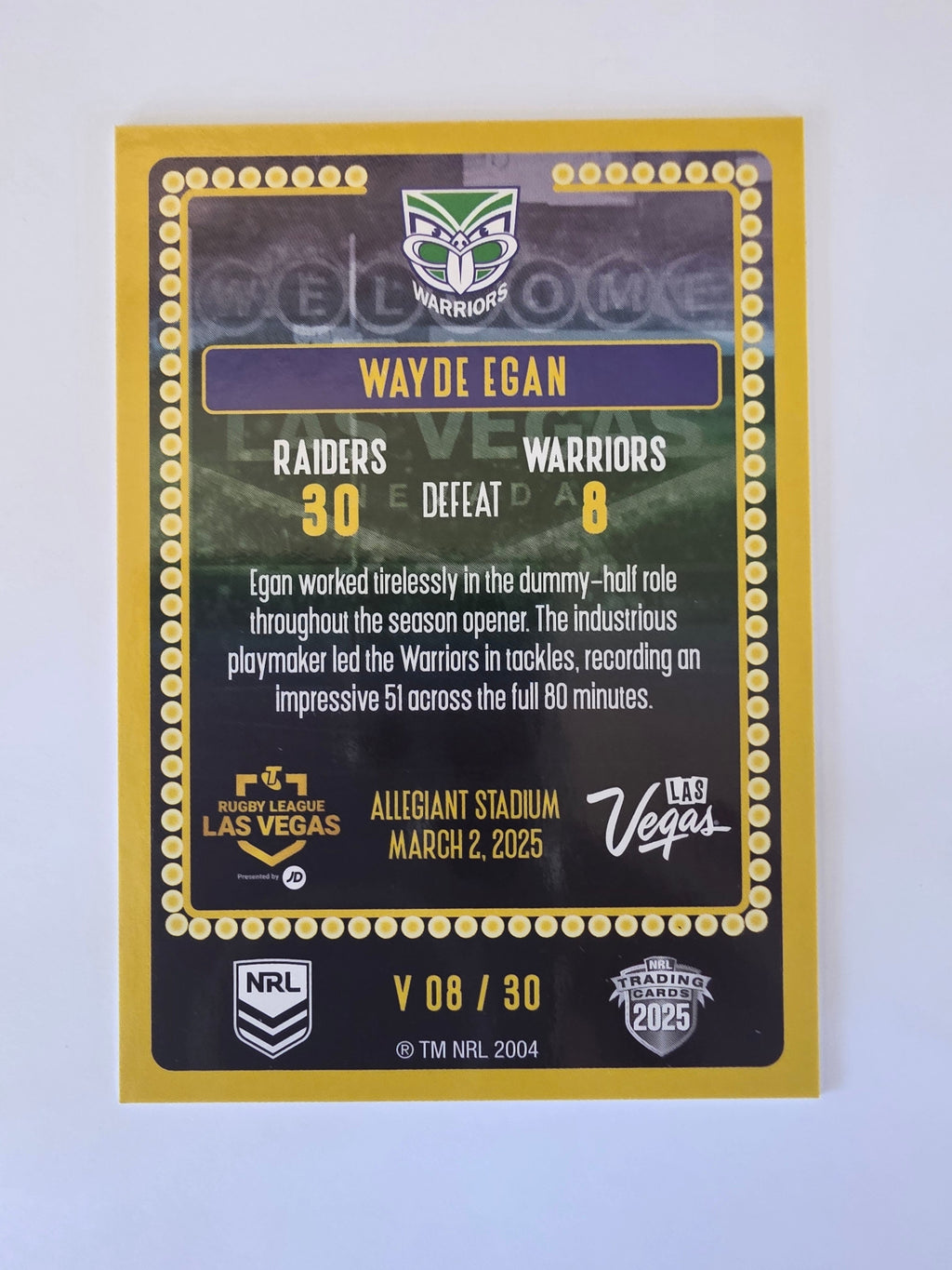 NRL 2025 Elite | 2025 Vegas Round | #V08 | Wayde Egan | Warriors