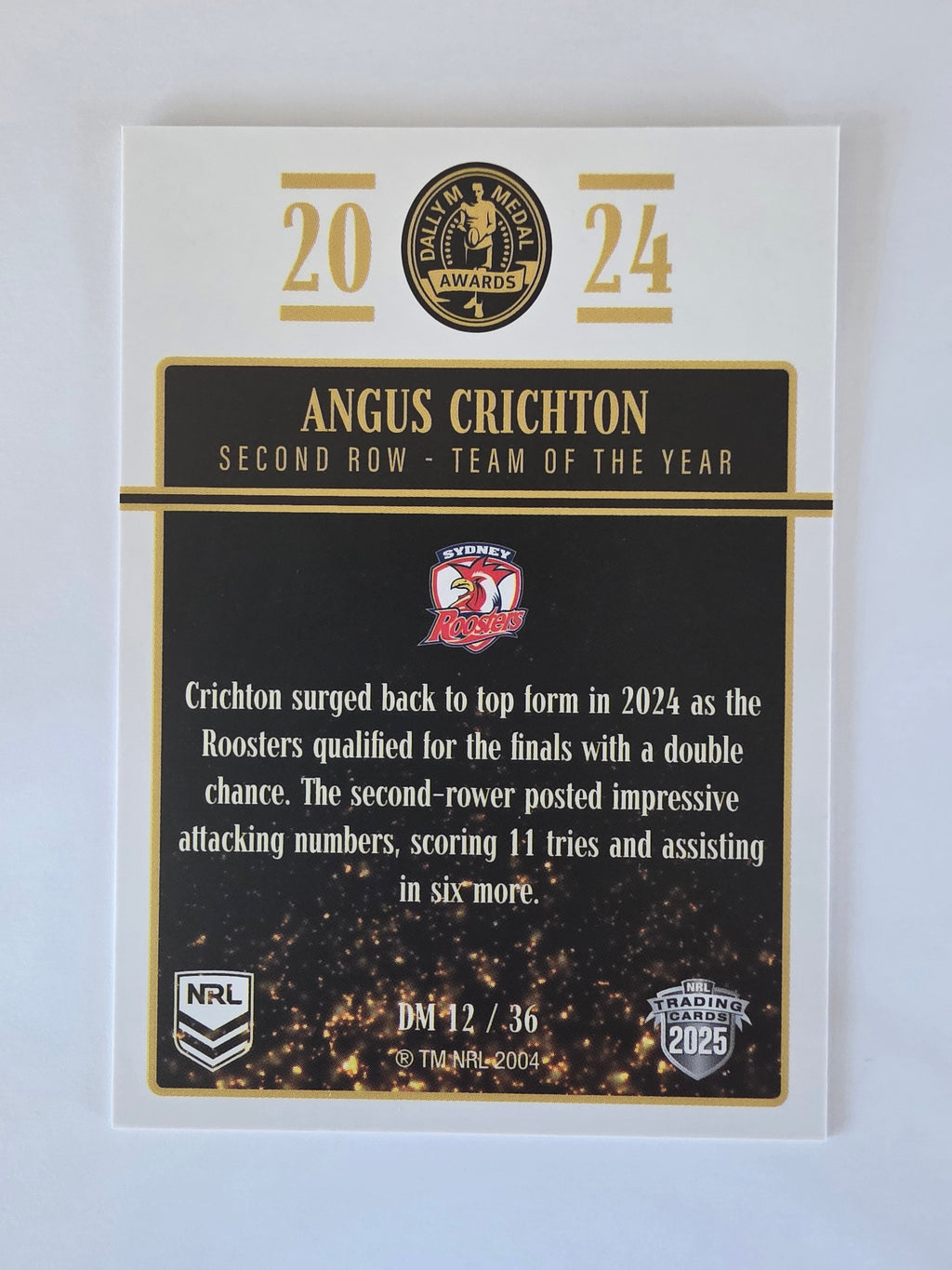 NRL 2025 Elite | 2024 Dally M Awards | #DM12 | Angus Crichton | Roosters