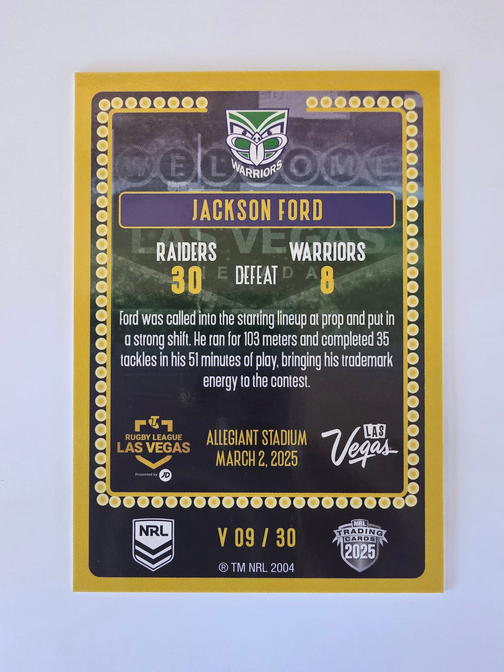 NRL 2025 Elite | 2025 Vegas Round | #V09 | Jackson Ford | Warriors