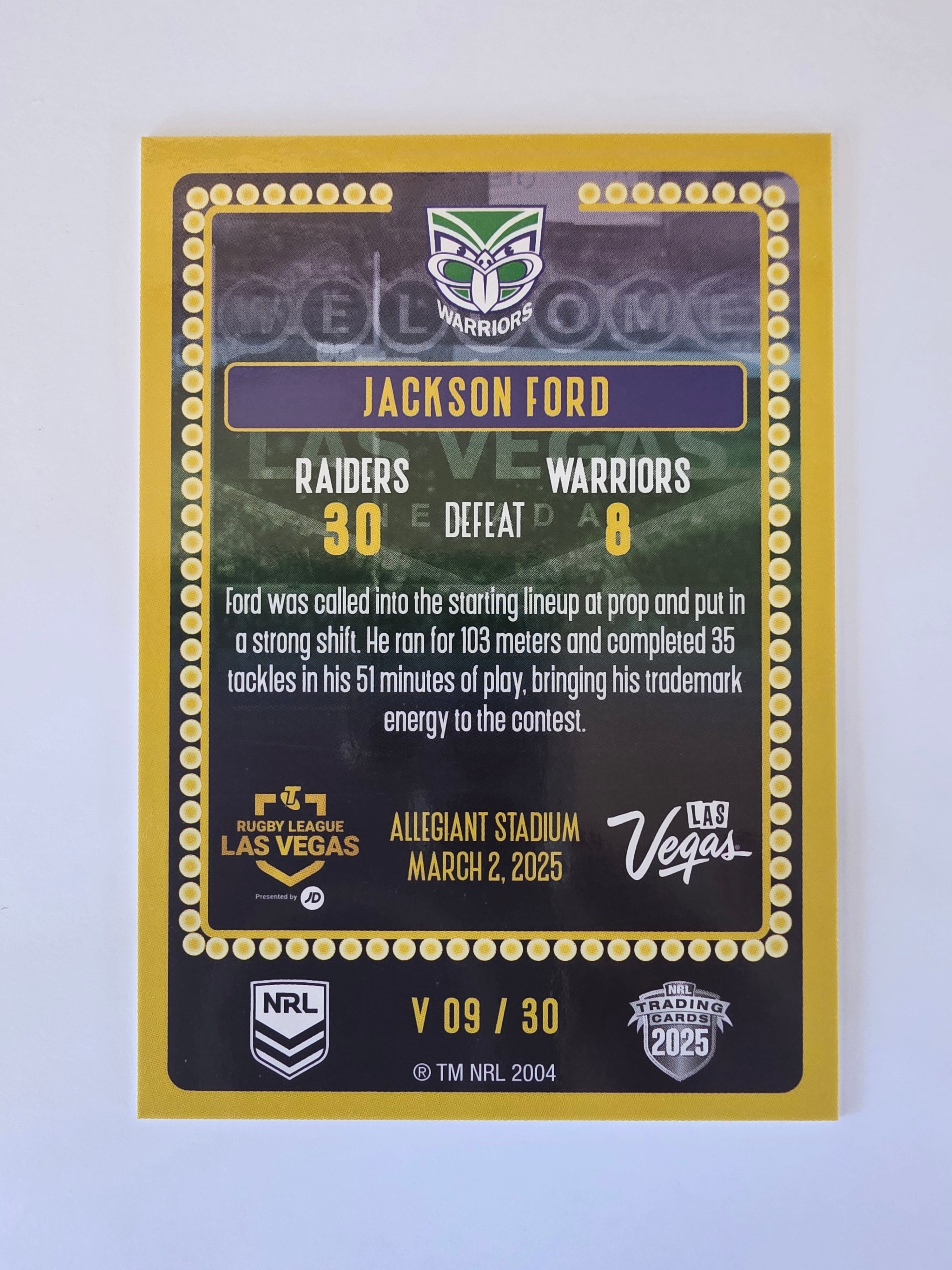 NRL 2025 Elite | 2025 Vegas Round | #V09 | Jackson Ford | Warriors