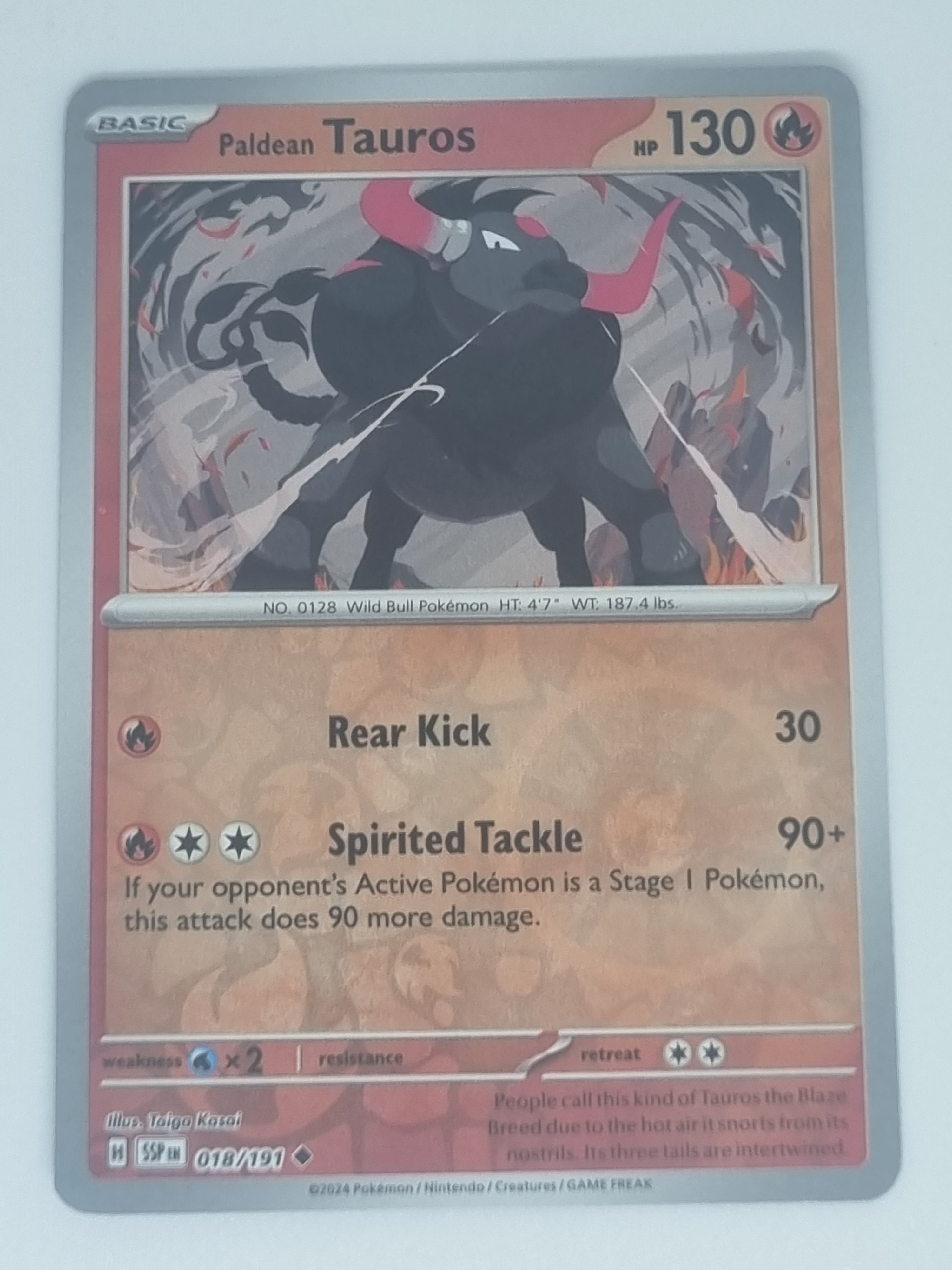Pokemon TCG - Surging Sparks - #018/191 - Reverse Holo - Paldean Tauros Uncommon