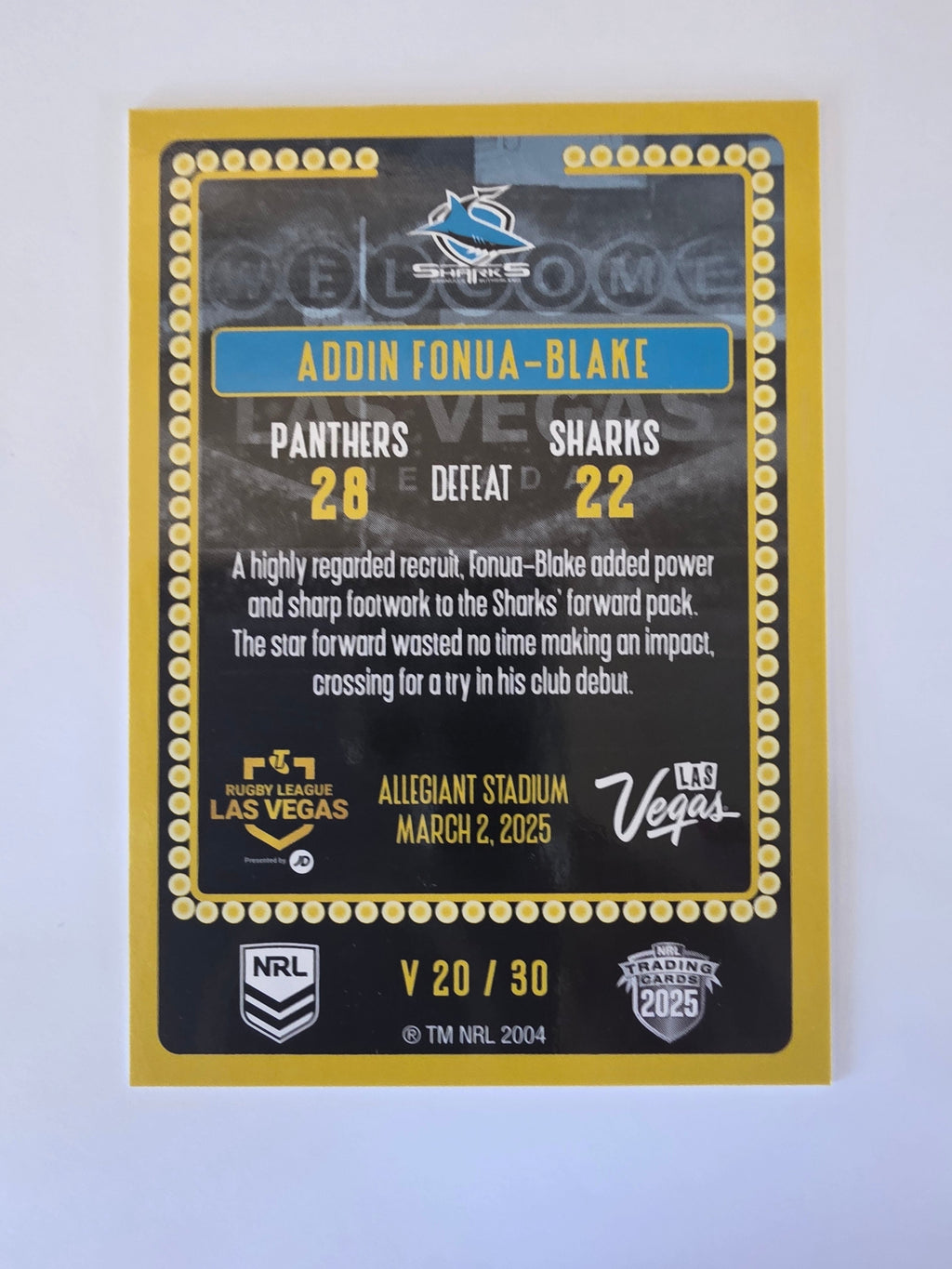 NRL 2025 Elite | 2025 Vegas Round | #V20 | Addin Fonua-Blake | Sharks