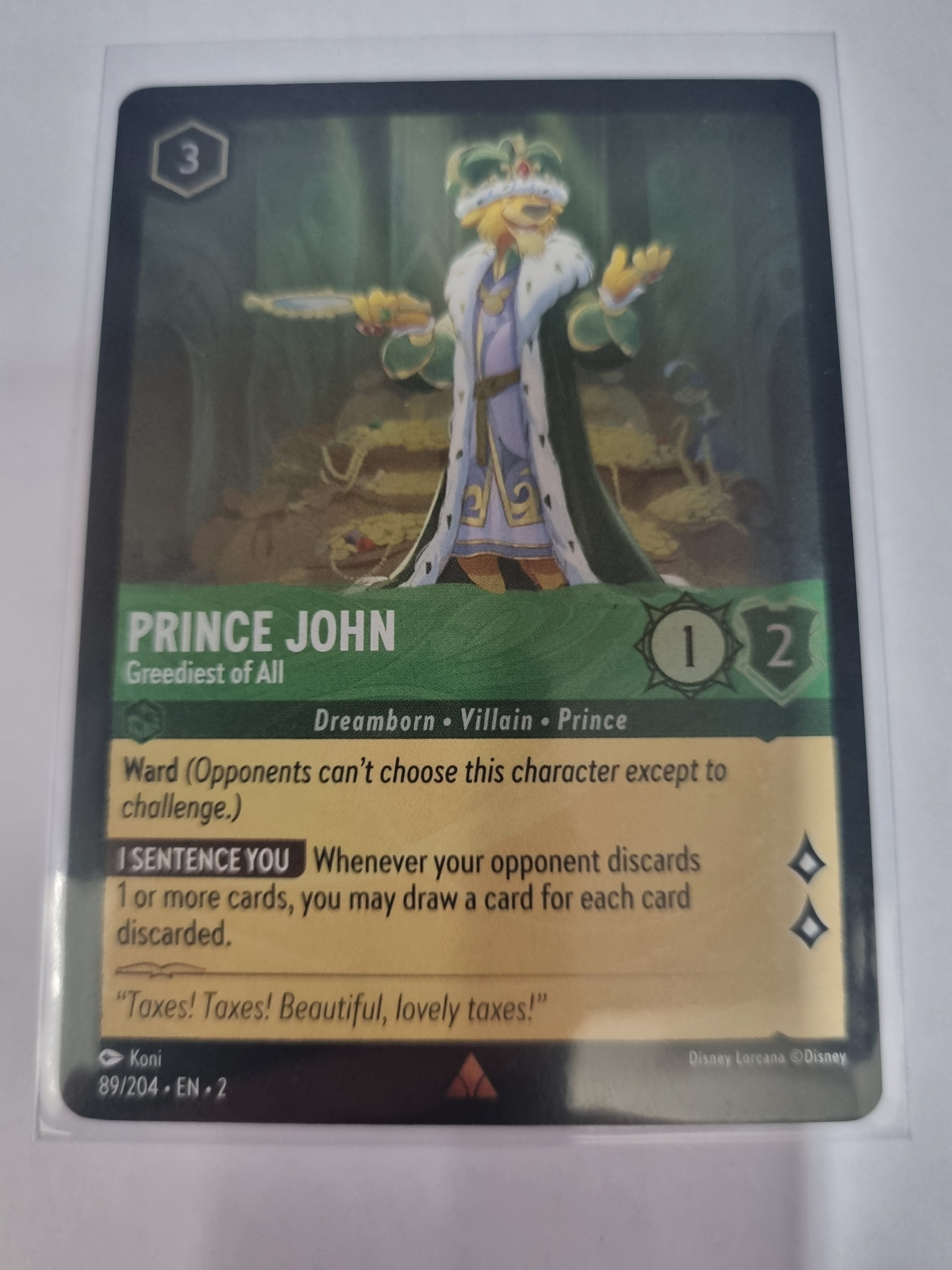 Lorcana - Floodborn - #89/204 - Coldfoil - Prince John - Greddiest of All - Rare