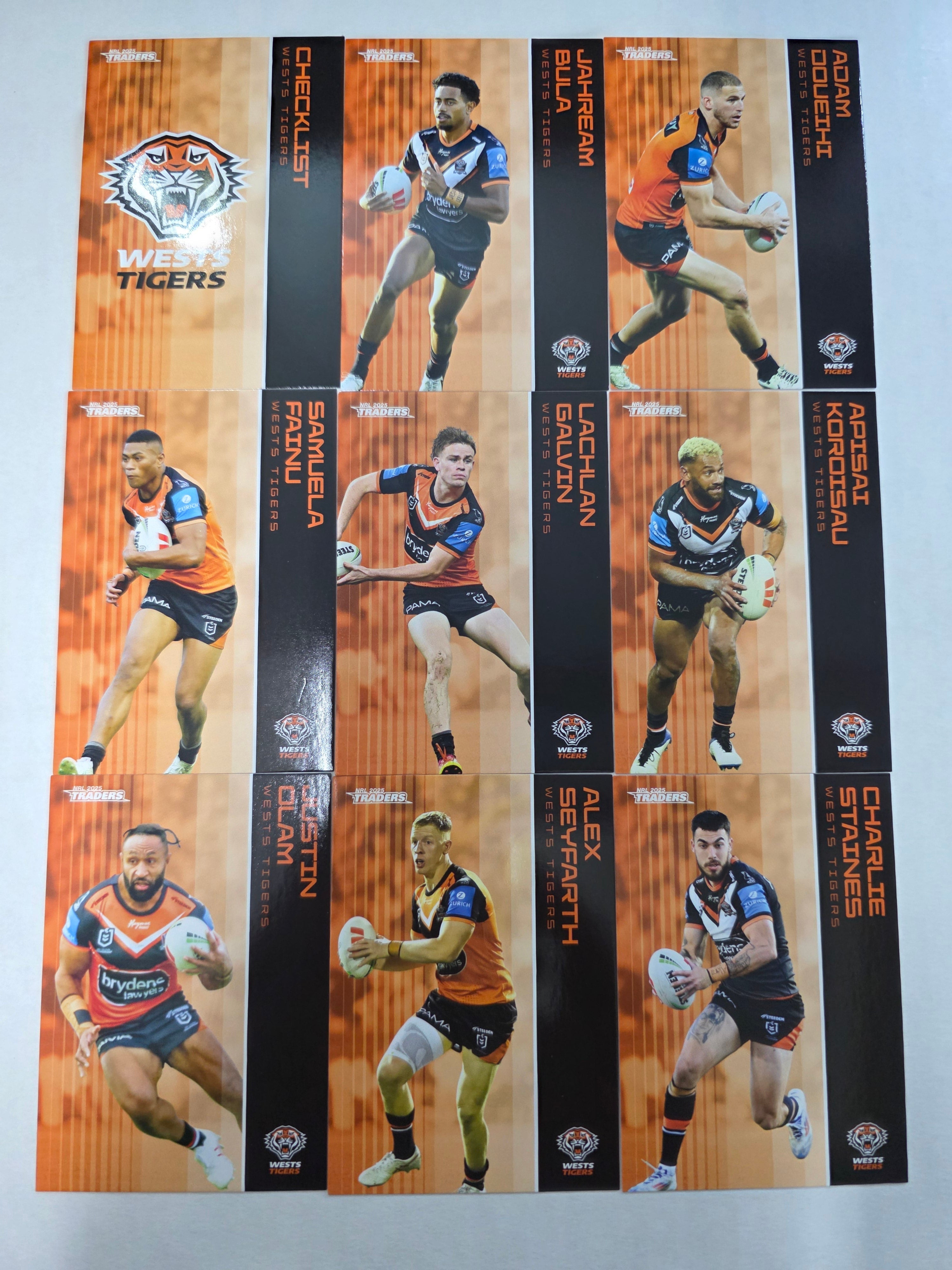 NRL 2025 Traders - Base Team Set 9 Cards - Wests Tigers