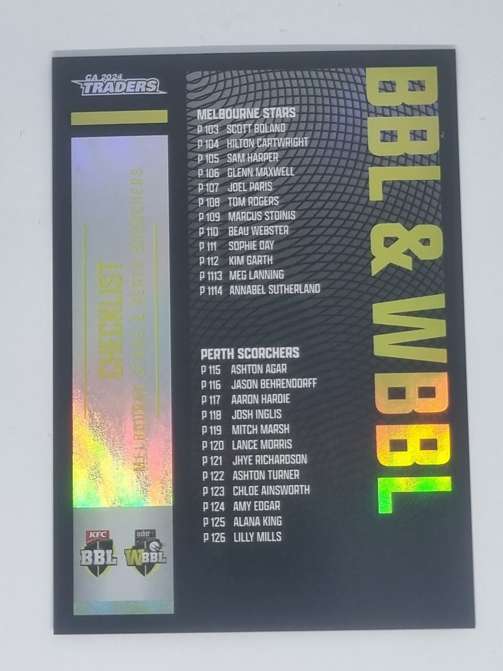 2024-25 LUXE Cricket Traders - Parallel - #P153 - Checklist - BBL/WBBL Teams 2