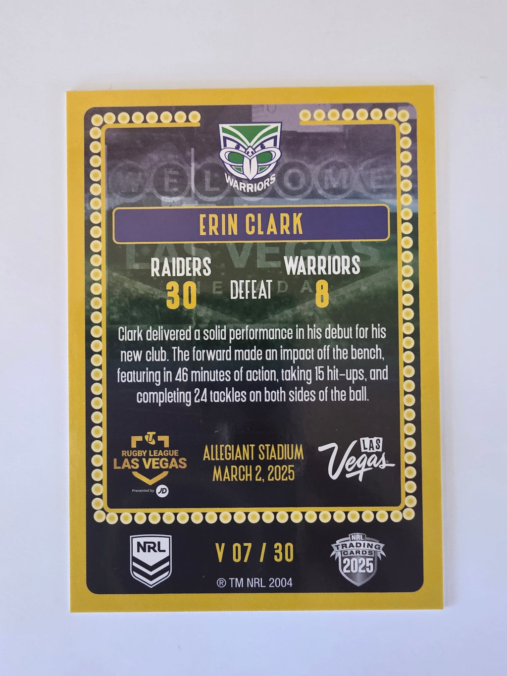 NRL 2025 Elite | 2025 Vegas Round | #V07 | Erin Clark | Warriors