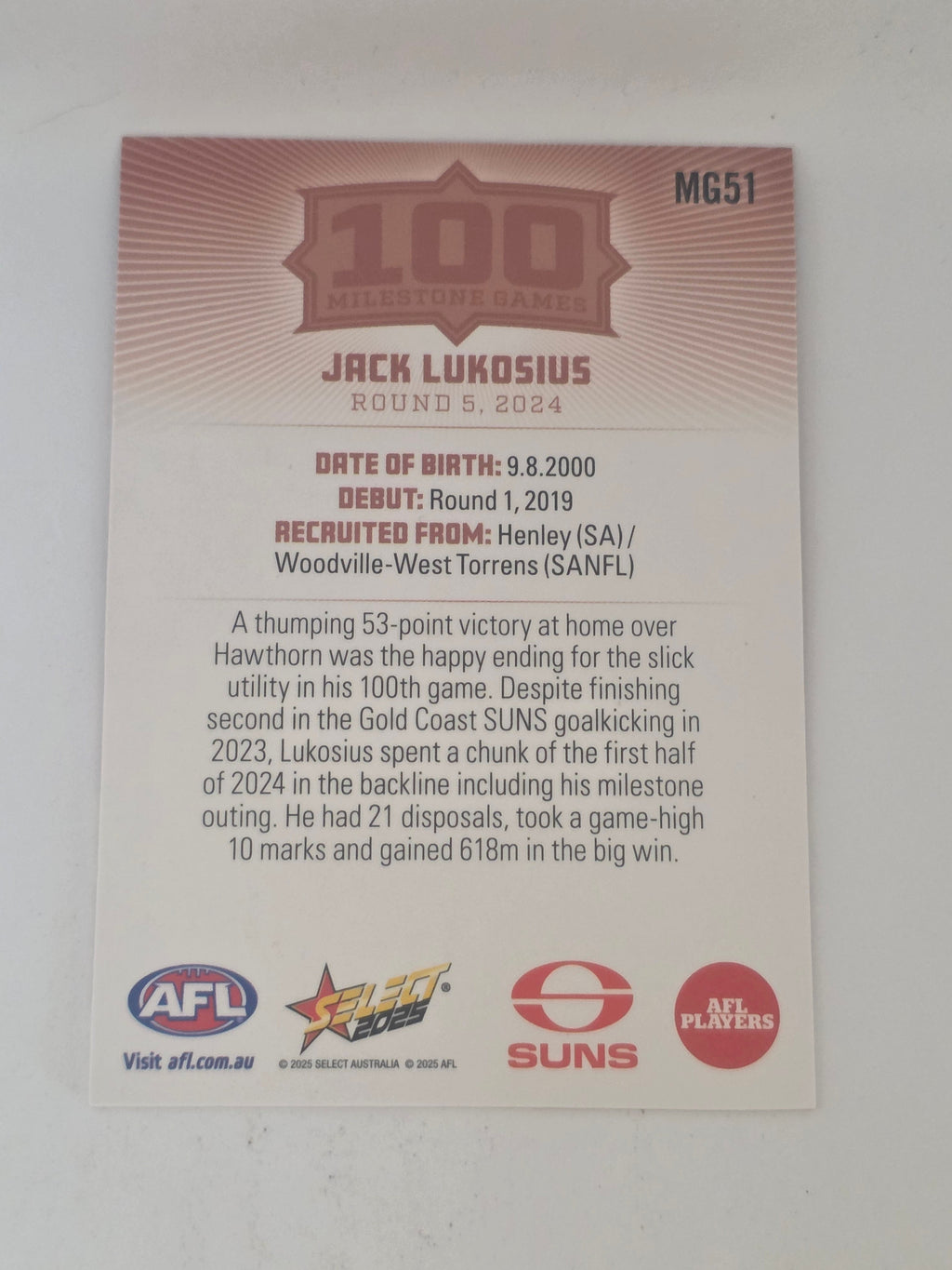 AFL Footy Stars 2025 | Milestone Games | #MG51 | J. Lukosius