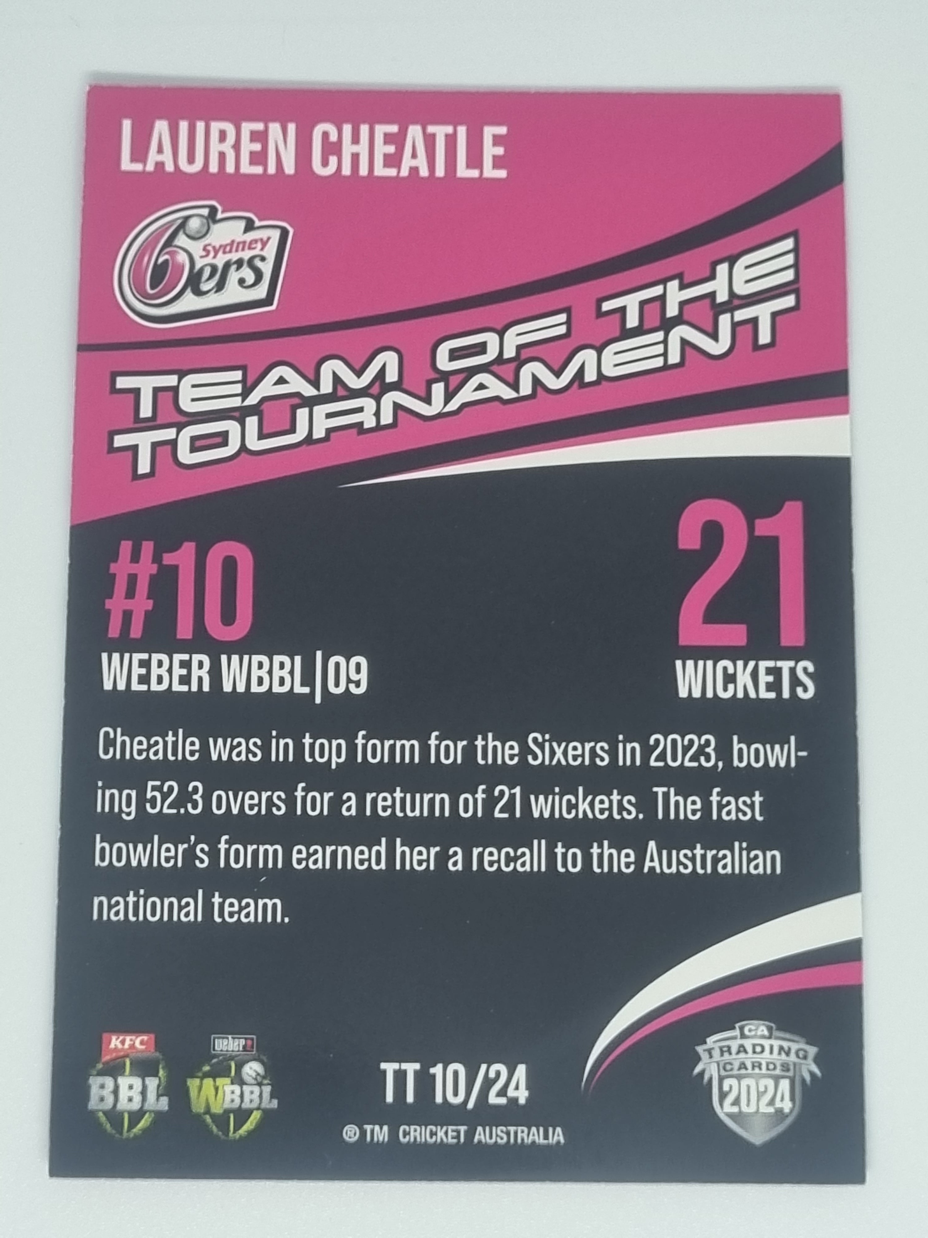 24-25 LUXE Cricket - 23/24 Team of the Tournament #TT10 Lauren Cheatle - Sixers