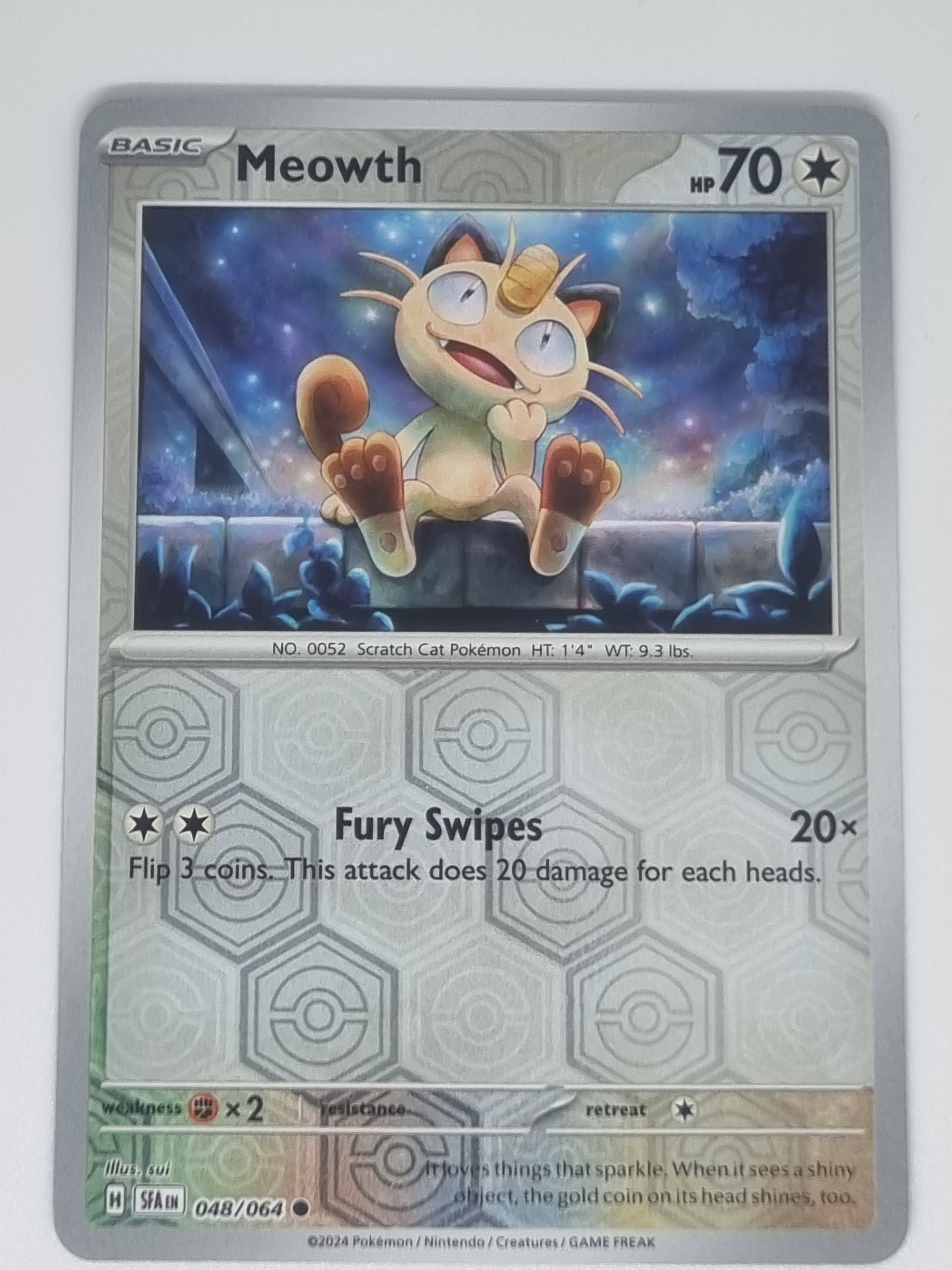 Pokemon TCG - Shrouded Fable - #048/064 - Meowth - Reverse Holo - Common