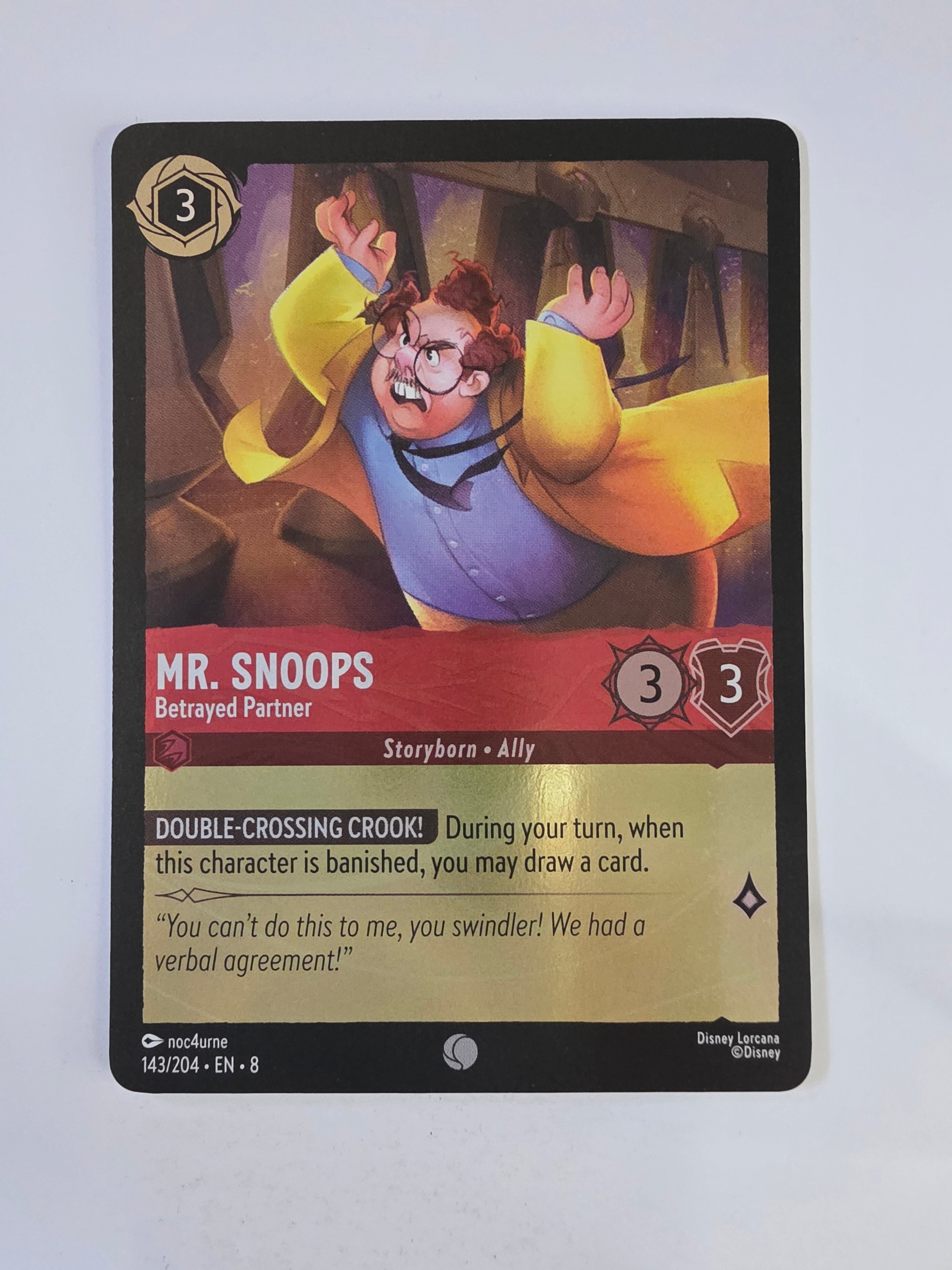 Disney Lorcana Reign of Jafar | Coldfoil | Mr Snoops Betrayed Partner | #143 | Common